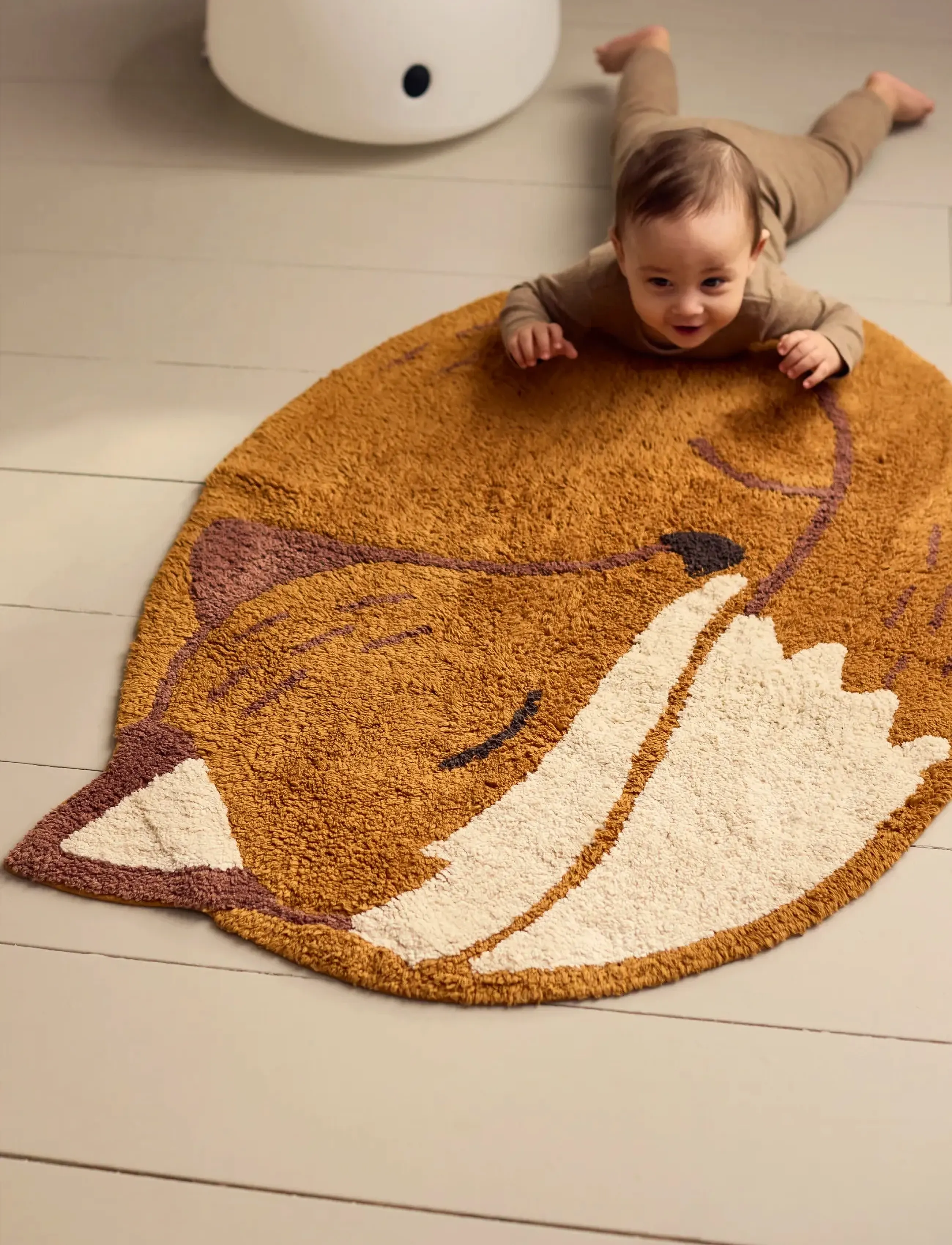 Filibabba Tufted Rug Freya The Fox, One Size, Rugs And Carpets, Braun - Round Rugs, Kinder