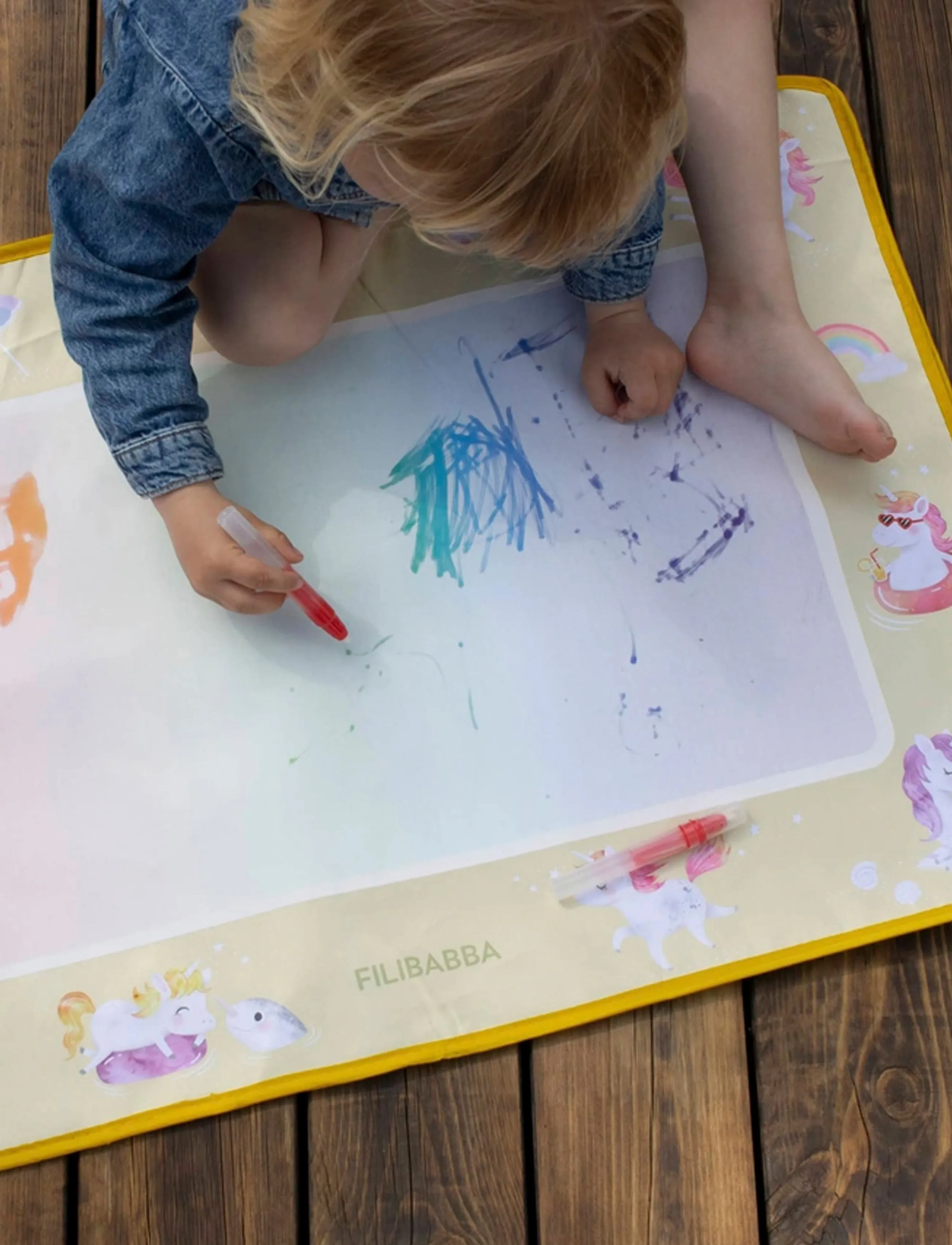 Filibabba - Water drawing mat – Unicorn Shores - rittavlor - yellow - 3