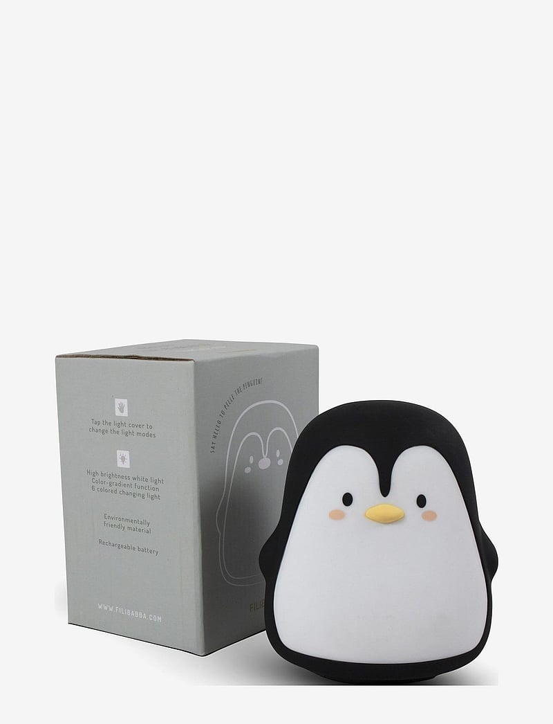 Filibabba - LED lampe - Pelle the Penguin - nachtlampen - black and white - 2