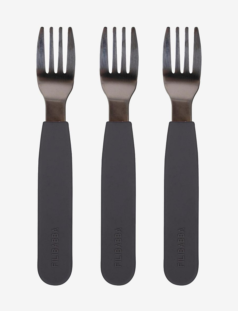 Filibabba - Silikone gafler 3-pak - Stone Grey - söögiriistad - stone grey - 0
