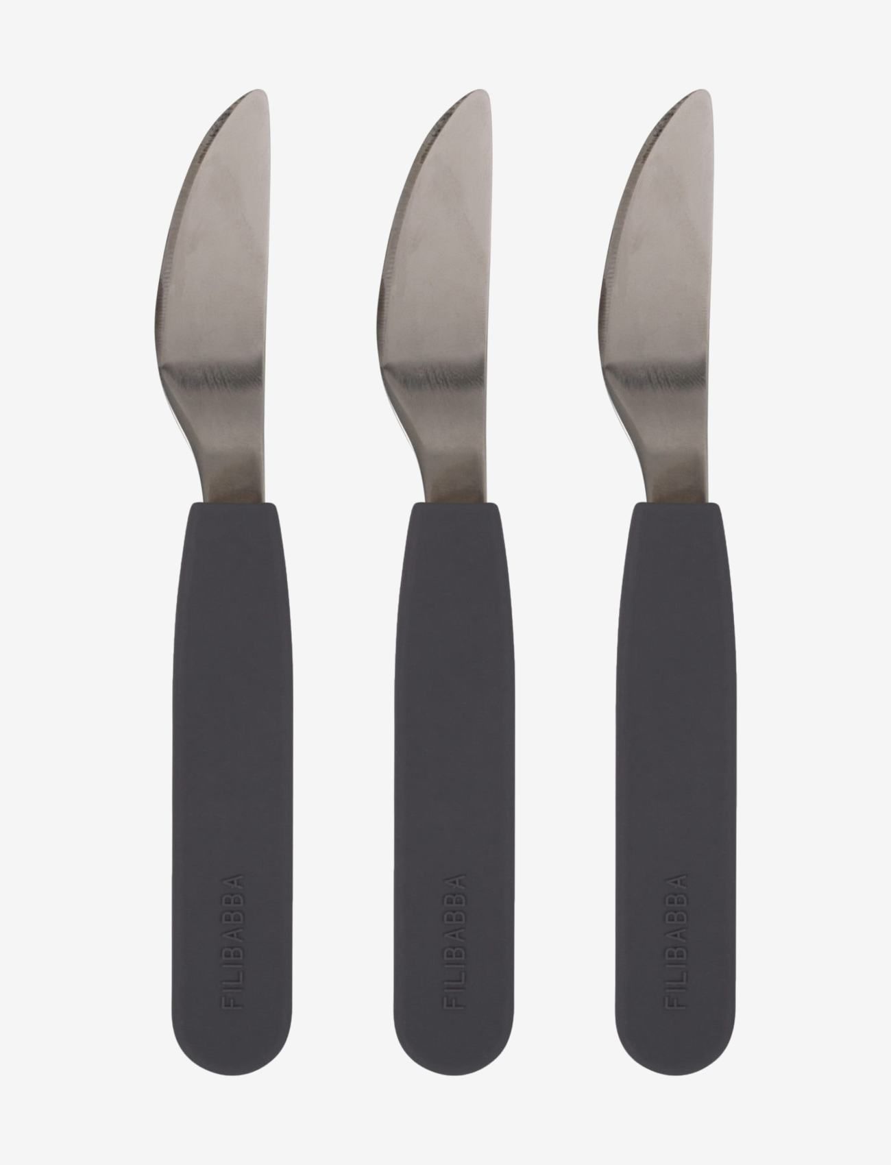Filibabba - Silikone knive 3-pak - Stone Grey - cutlery - stone grey - 0