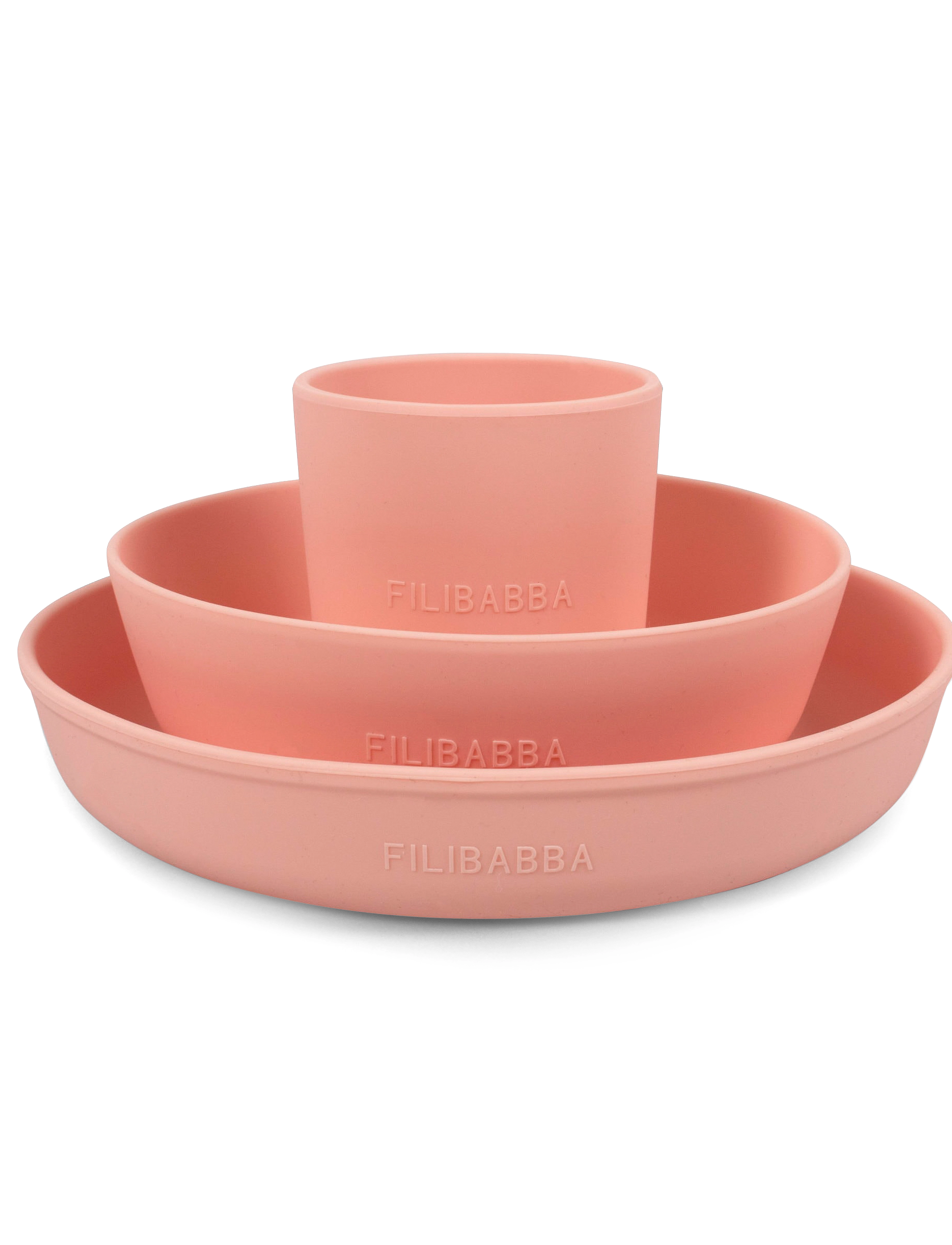 Filibabba Silikone Spisesæt Peach, One Size, Meal Time, Rosa - Dinner Sets, Kinder