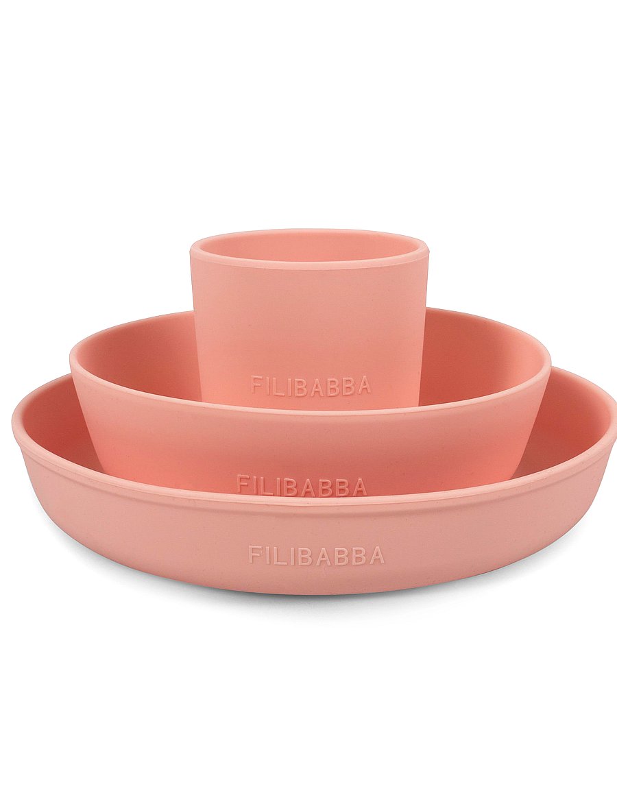 Filibabba - Silikone spisesæt - Peach - essgeschirr - peach - 0