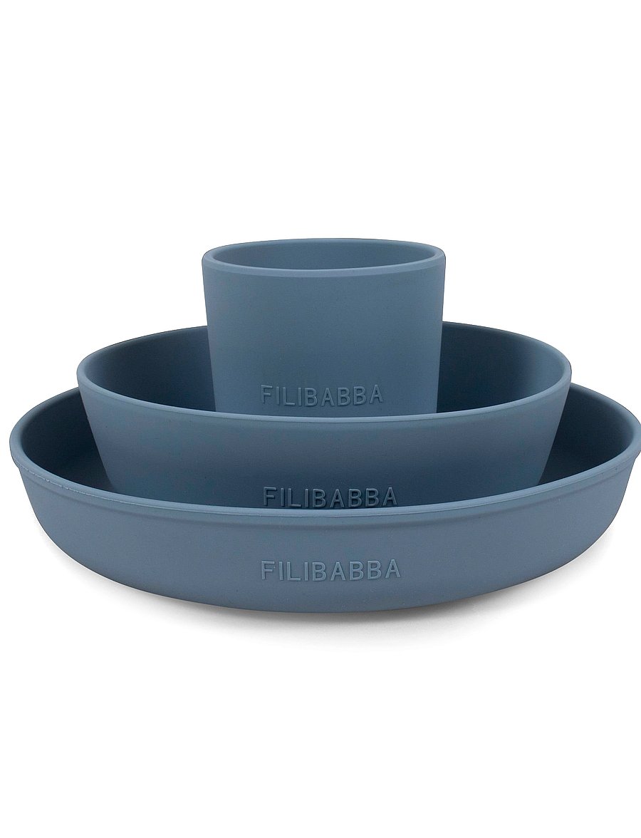 Filibabba - Silikone spisesæt - Powder Blue - essgeschirr - powder blue - 0