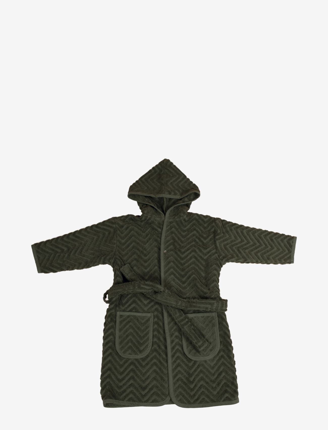 Bathrobe - Zigzag dark green 1-2 years - DARK GREEN