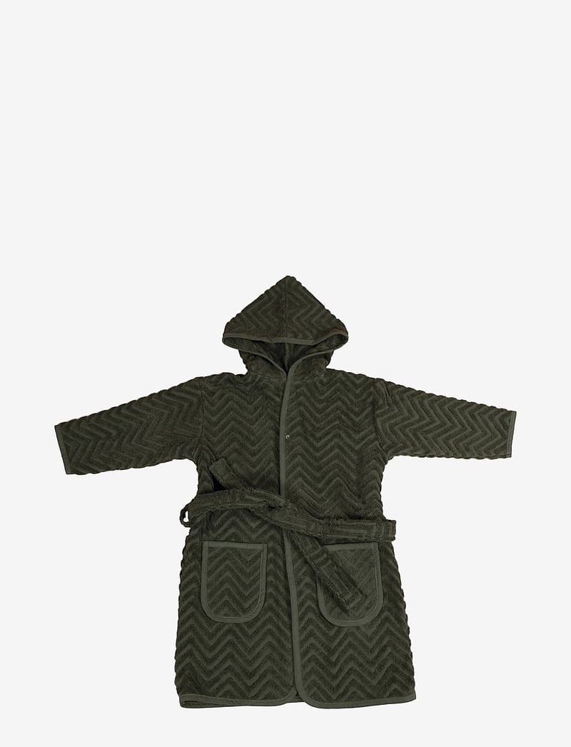 Filibabba - Bathrobe - Zigzag dark green 1-2 years - badekåber - dark green - 0