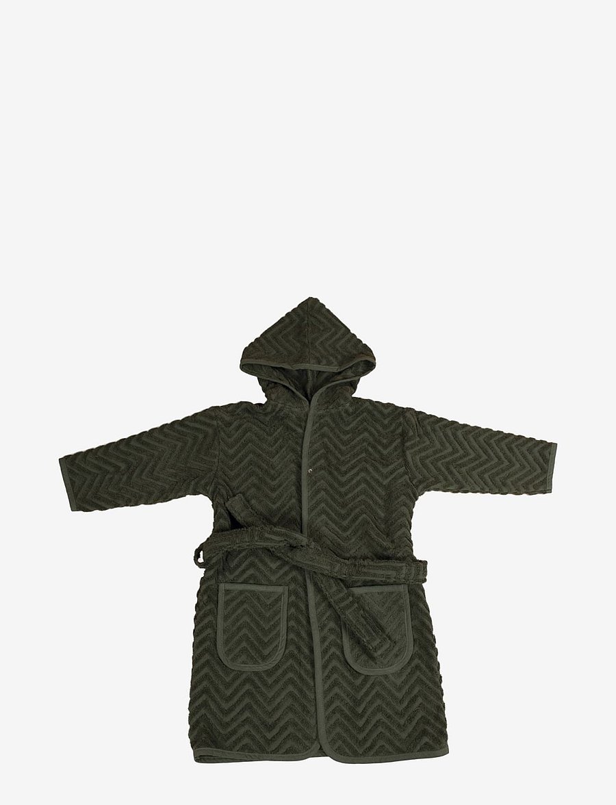 Filibabba - Bathrobe - Zigzag dark green 1-2 years - morgonrockar - dark green - 0