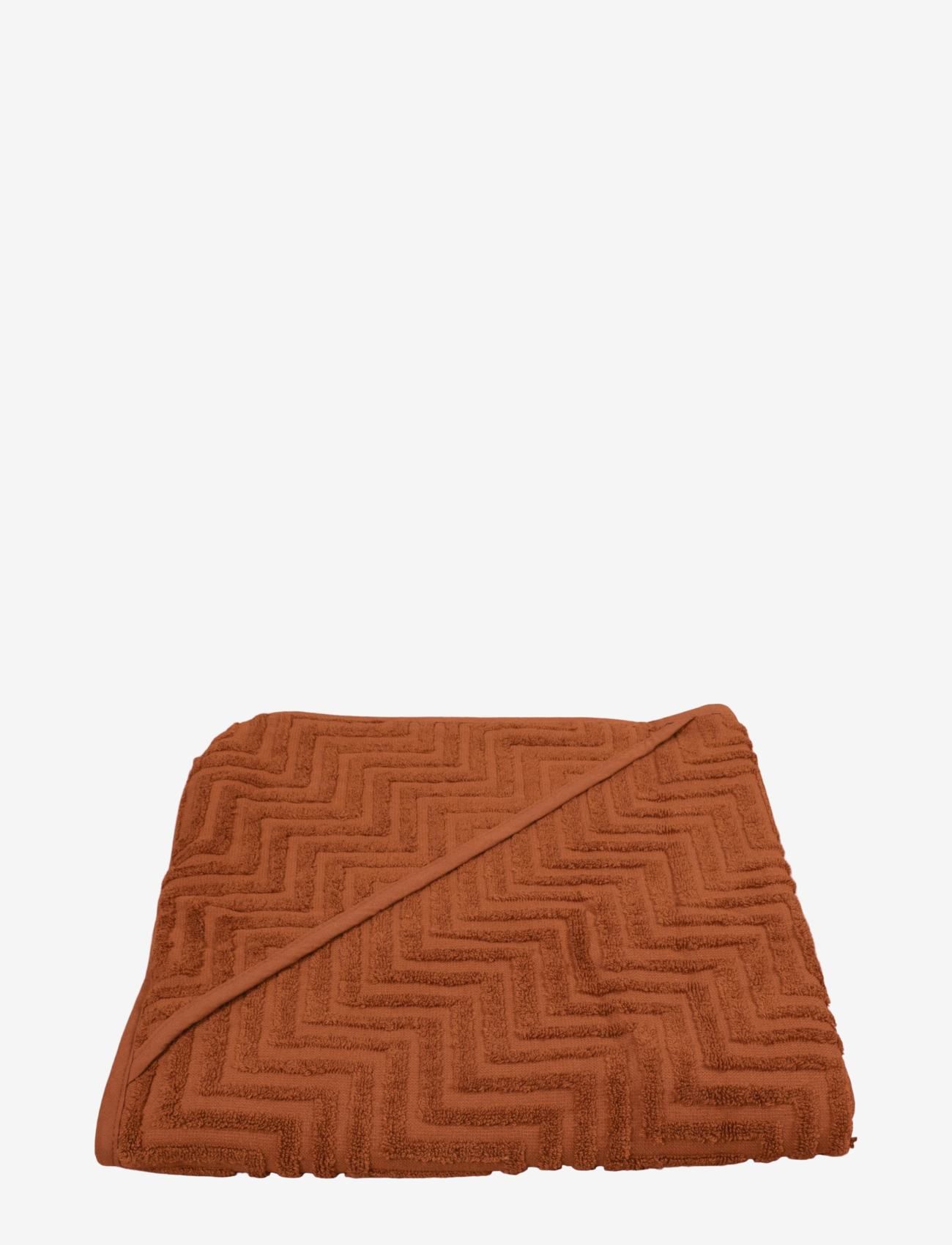 Filibabba - Bath towel with hood - Zigzag rust - håndklær - rust - 0