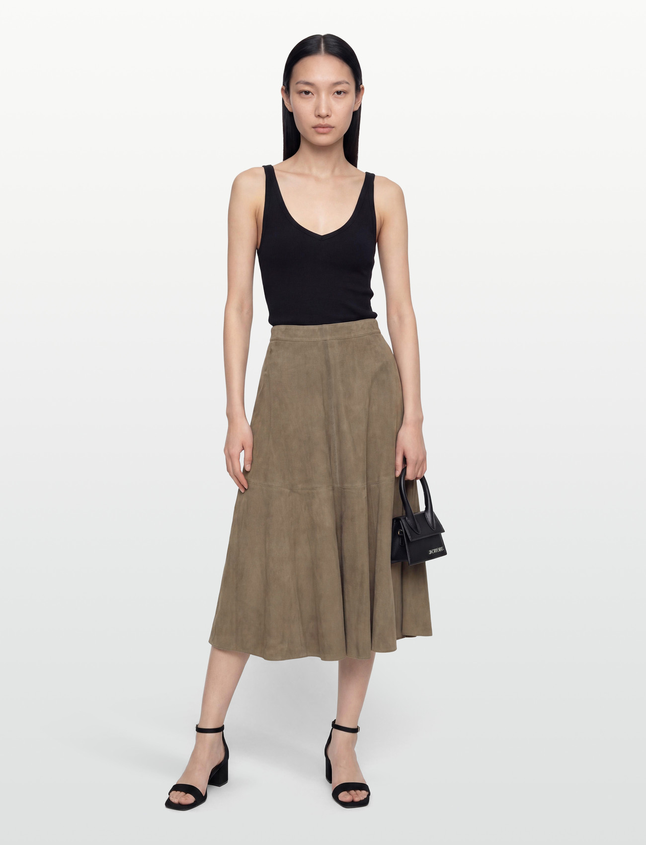 Filippa K Suede Flared Skirt - Khaki green - 36