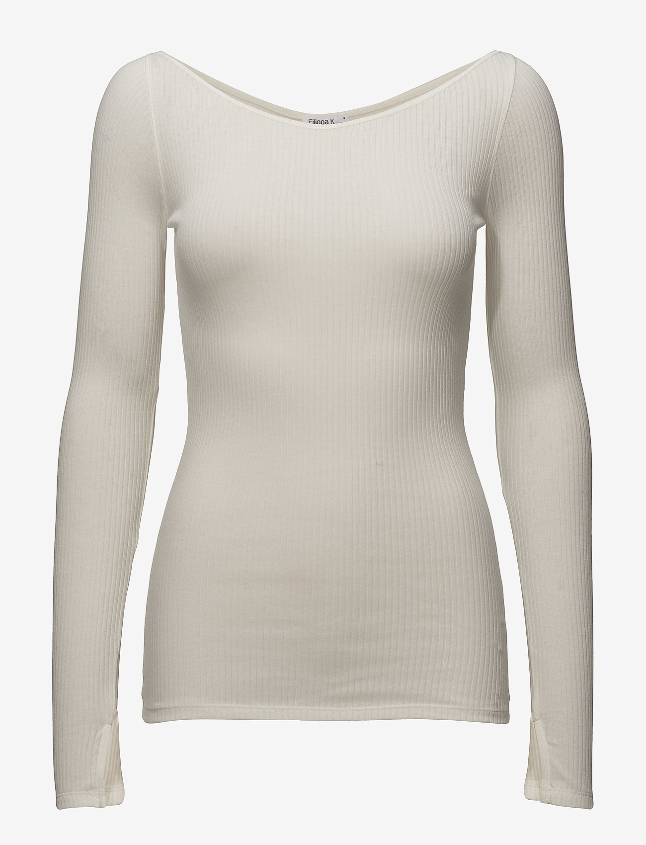 Open Neck Rib Top - OFF WHITE