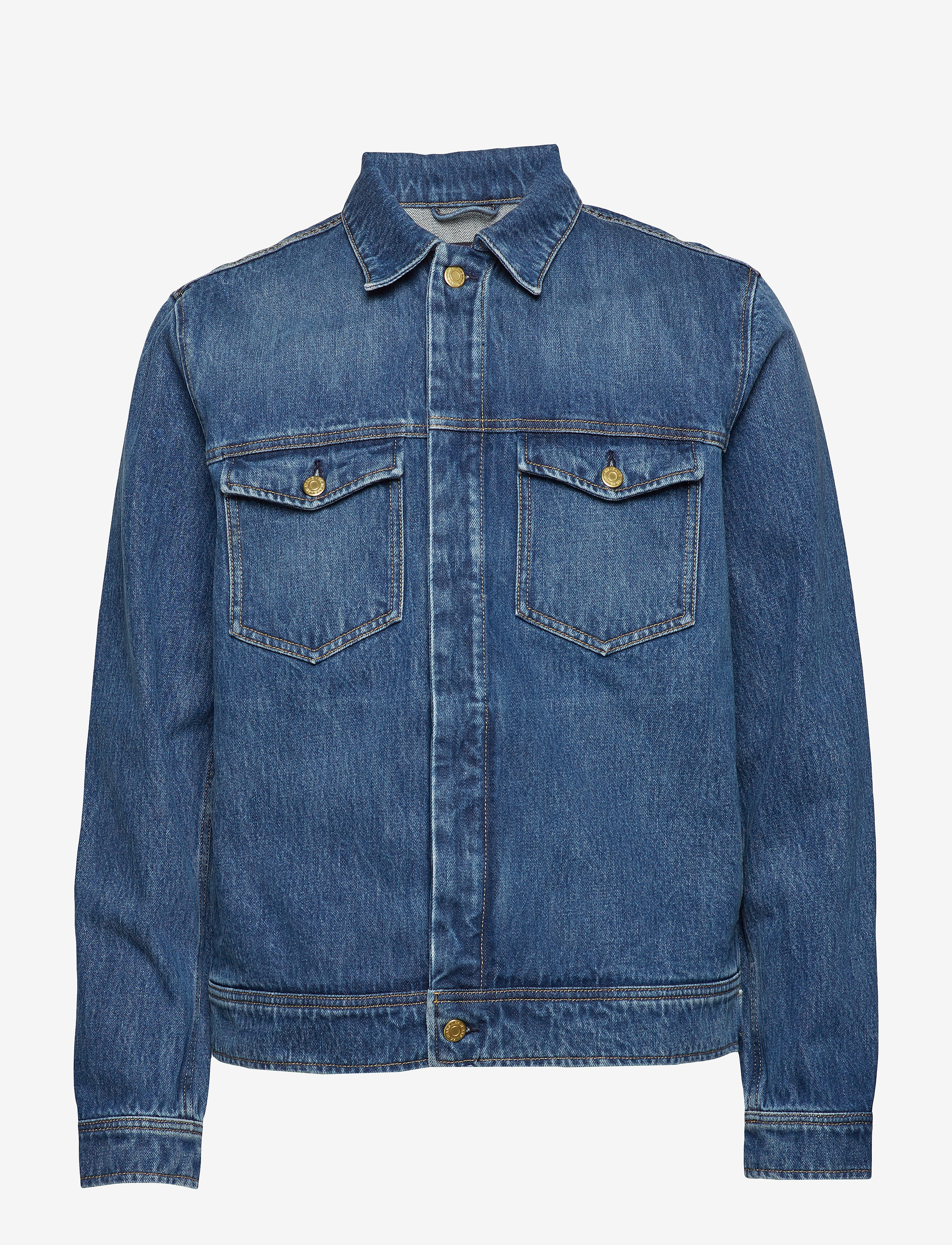 M. Leo Washed Denim Jacket - MID BLUE