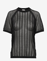 Filippa K - Cotton Mesh Knit Top - t-skjorter - black - 0