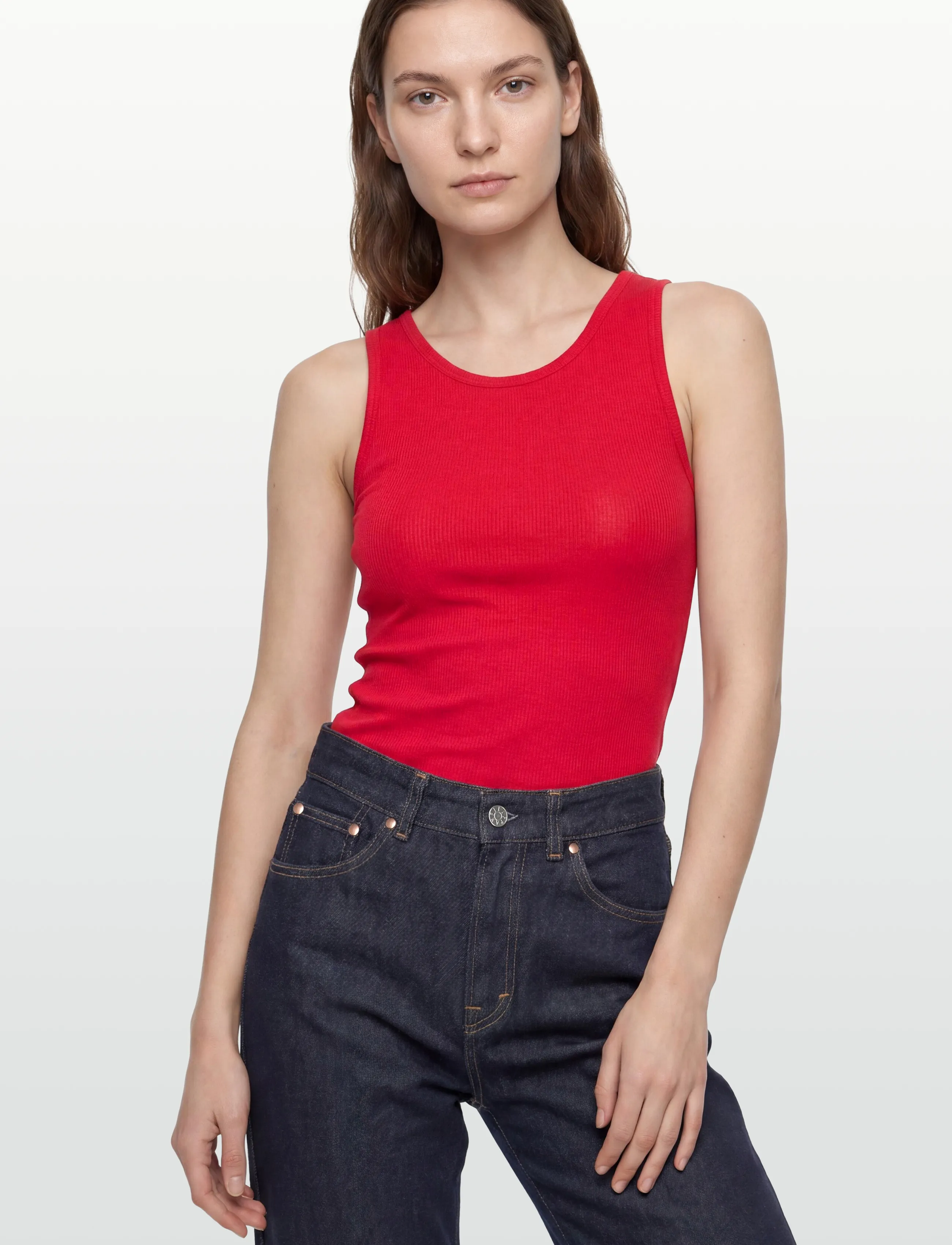 Filippa K - Fine Rib Tank - sleeveless tops - bright red - 3