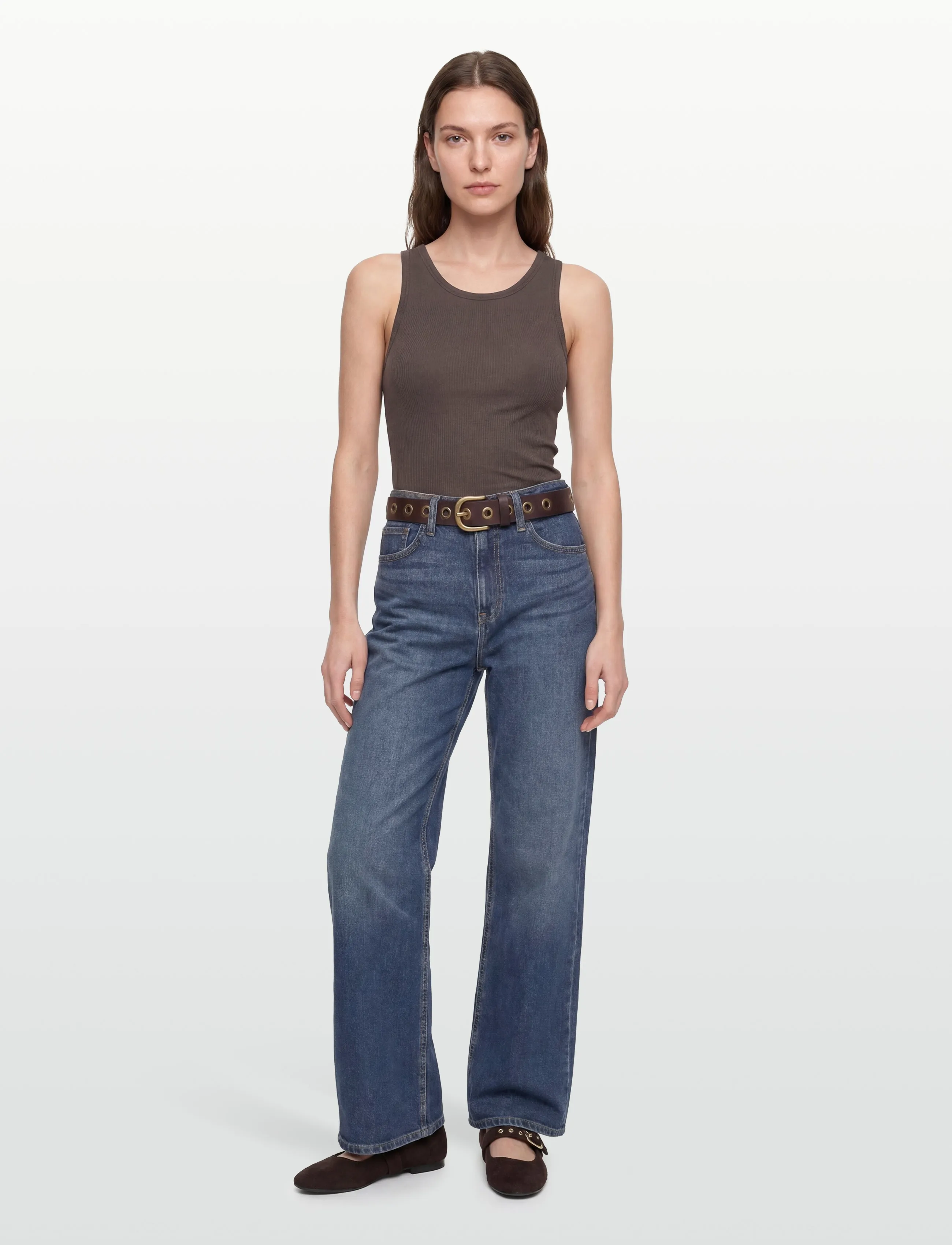 Filippa K Fine Rib Tank - T-shirts & Toppar - DARK CHOCOLATE / brown