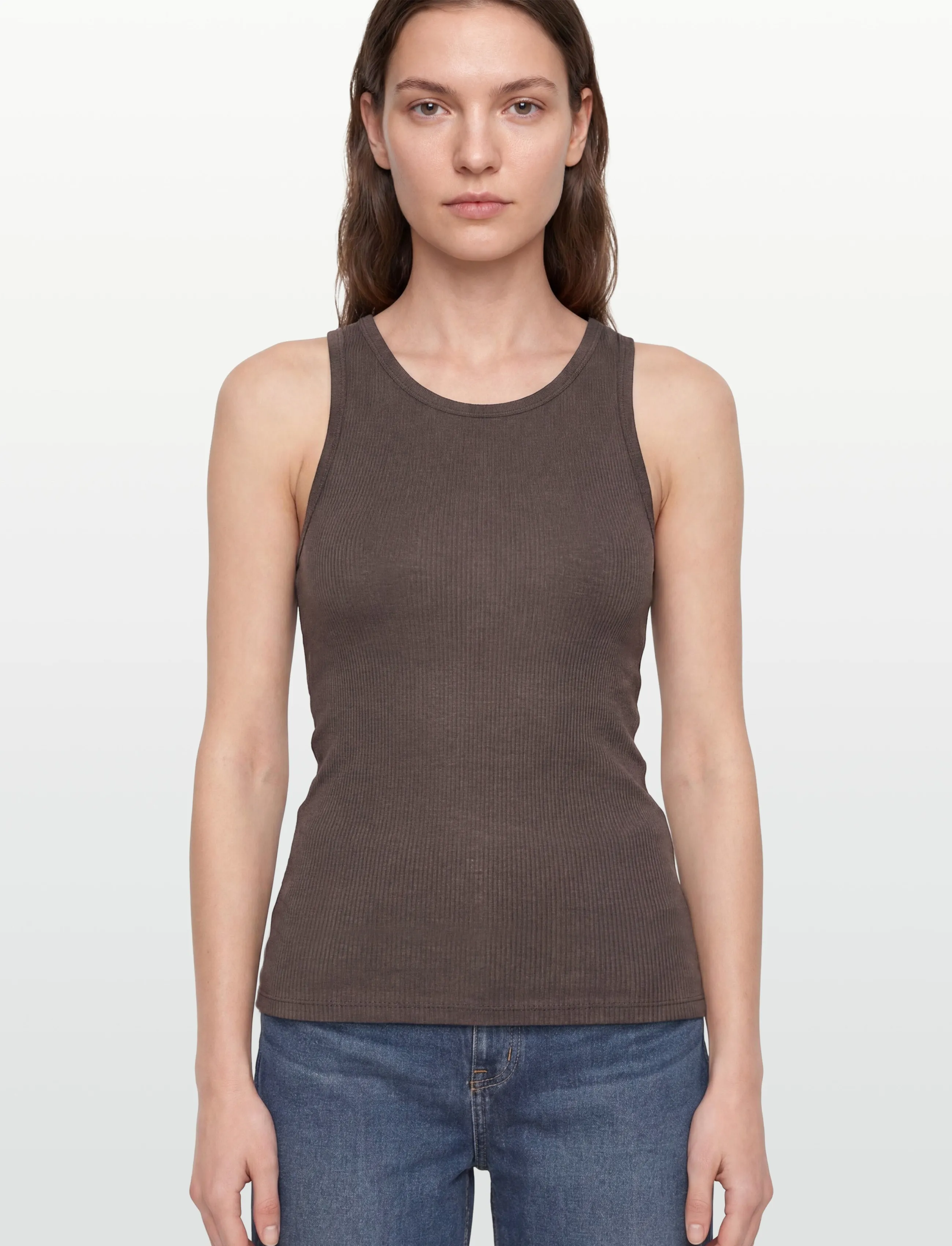 Filippa K - Fine Rib Tank - sleeveless tops - dark chocolate - 3