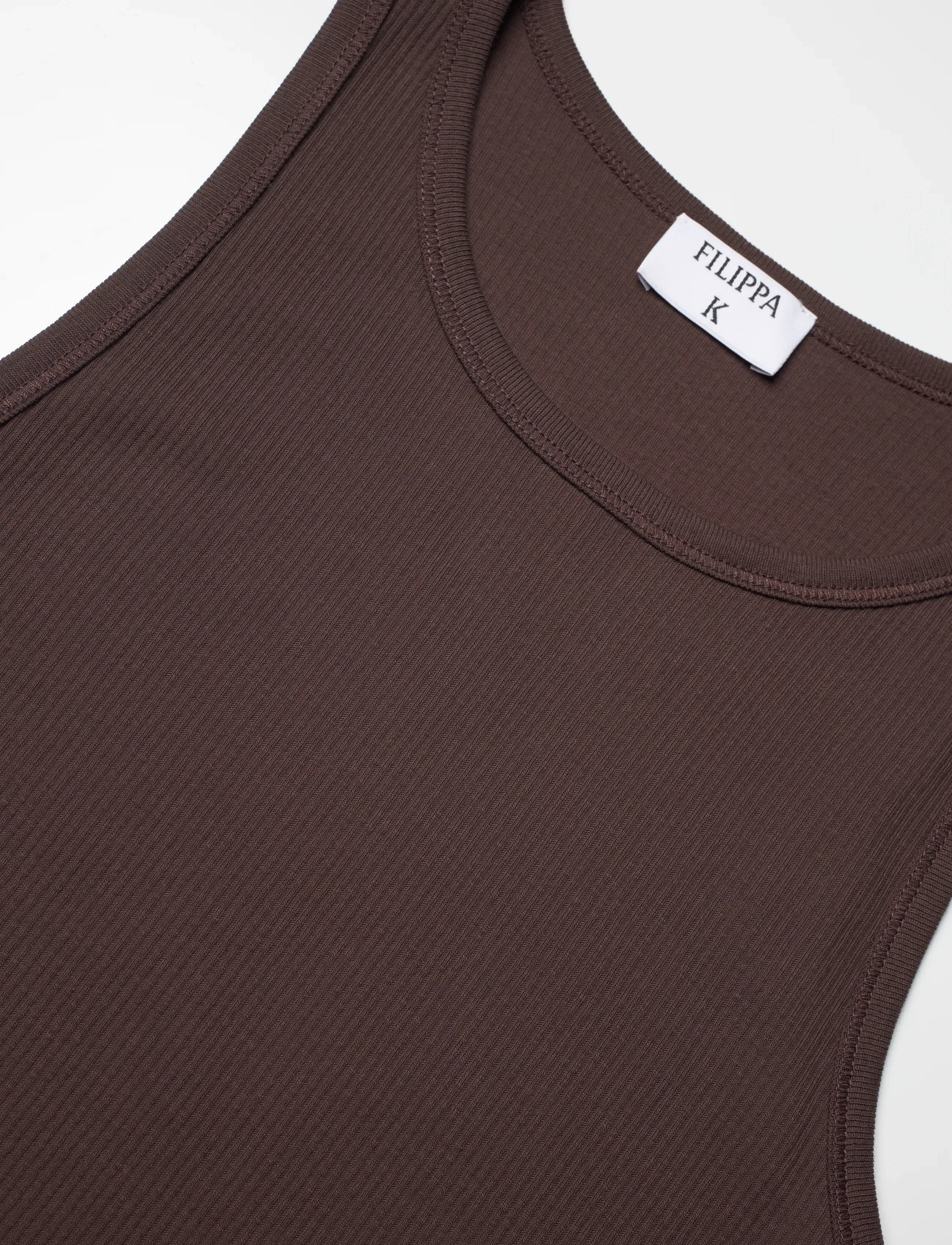 Filippa K - Fine Rib Tank - sleeveless tops - dark chocolate - 5
