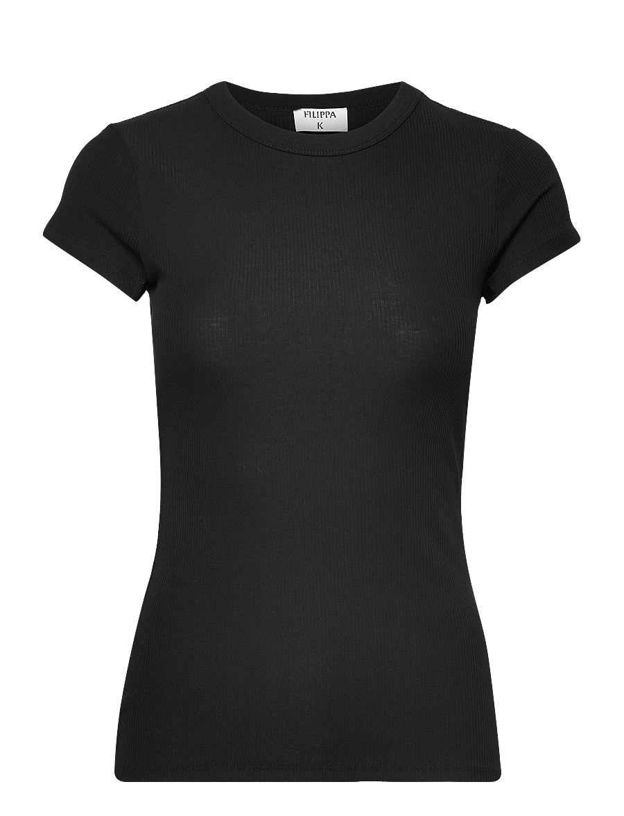 Filippa K - Fine Rib Tee - t-shirts - black - 0
