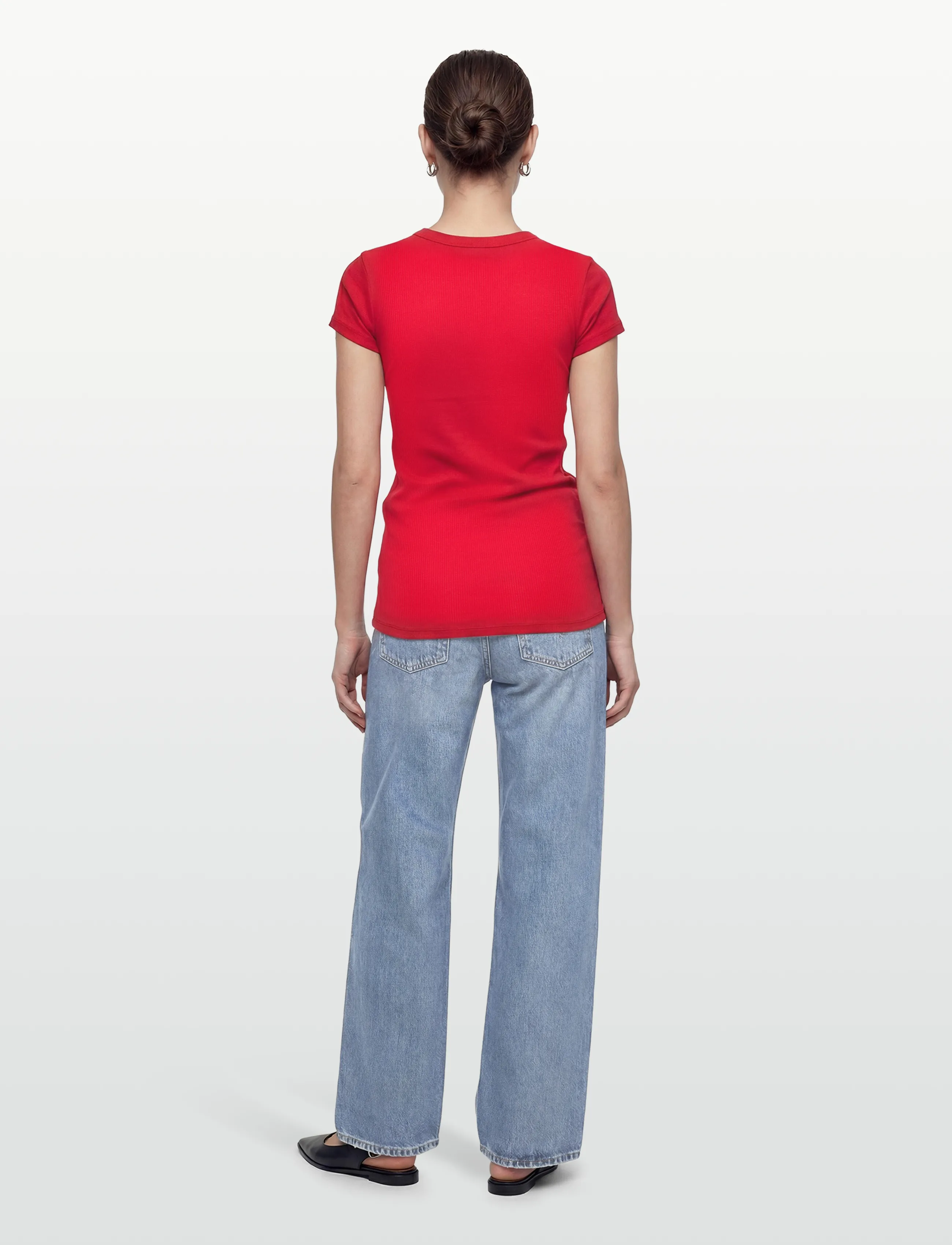 Filippa K - Fine Rib Tee - t-shirts - bright red - 4