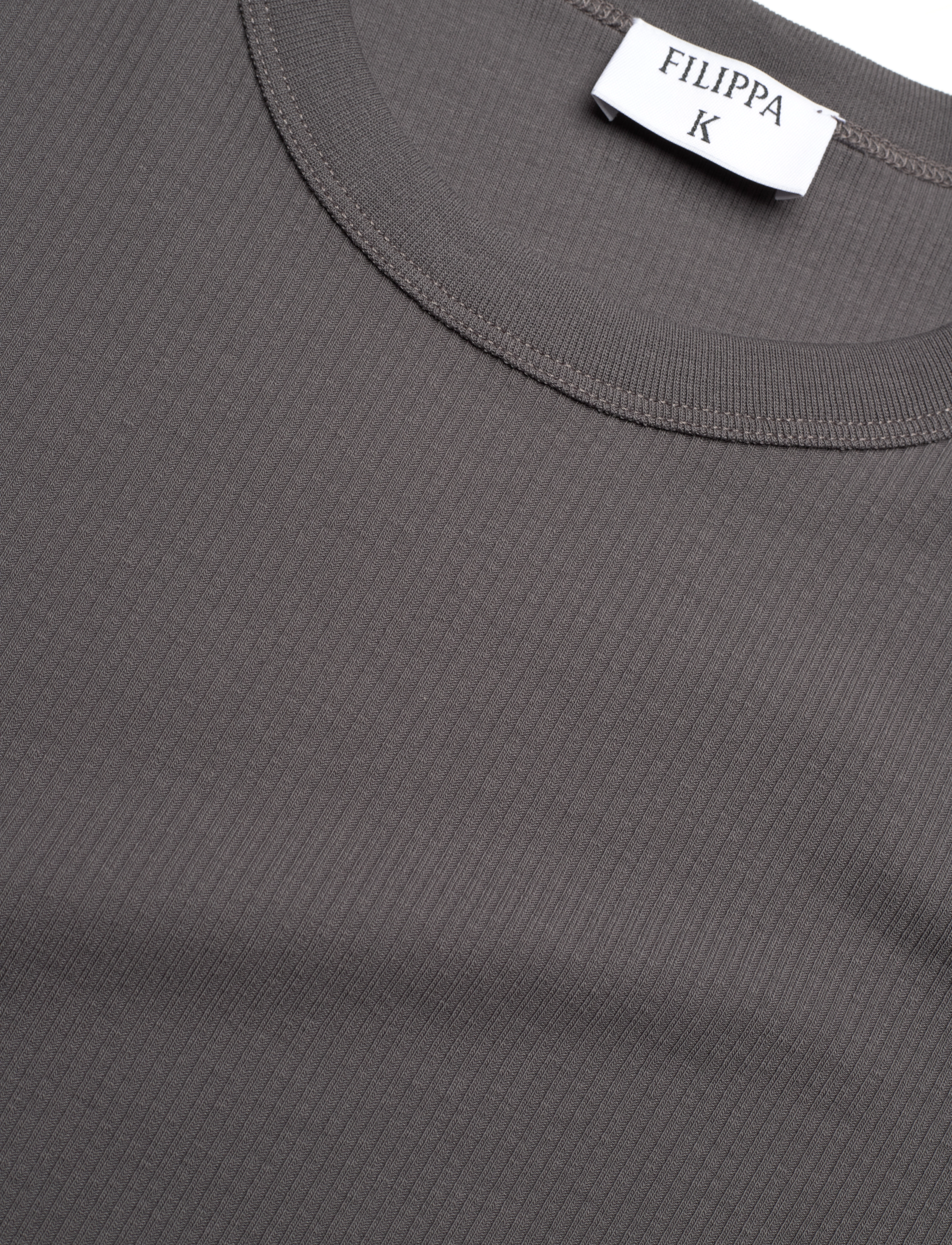 Filippa K - Fine Rib Tee - charcoal g - 2