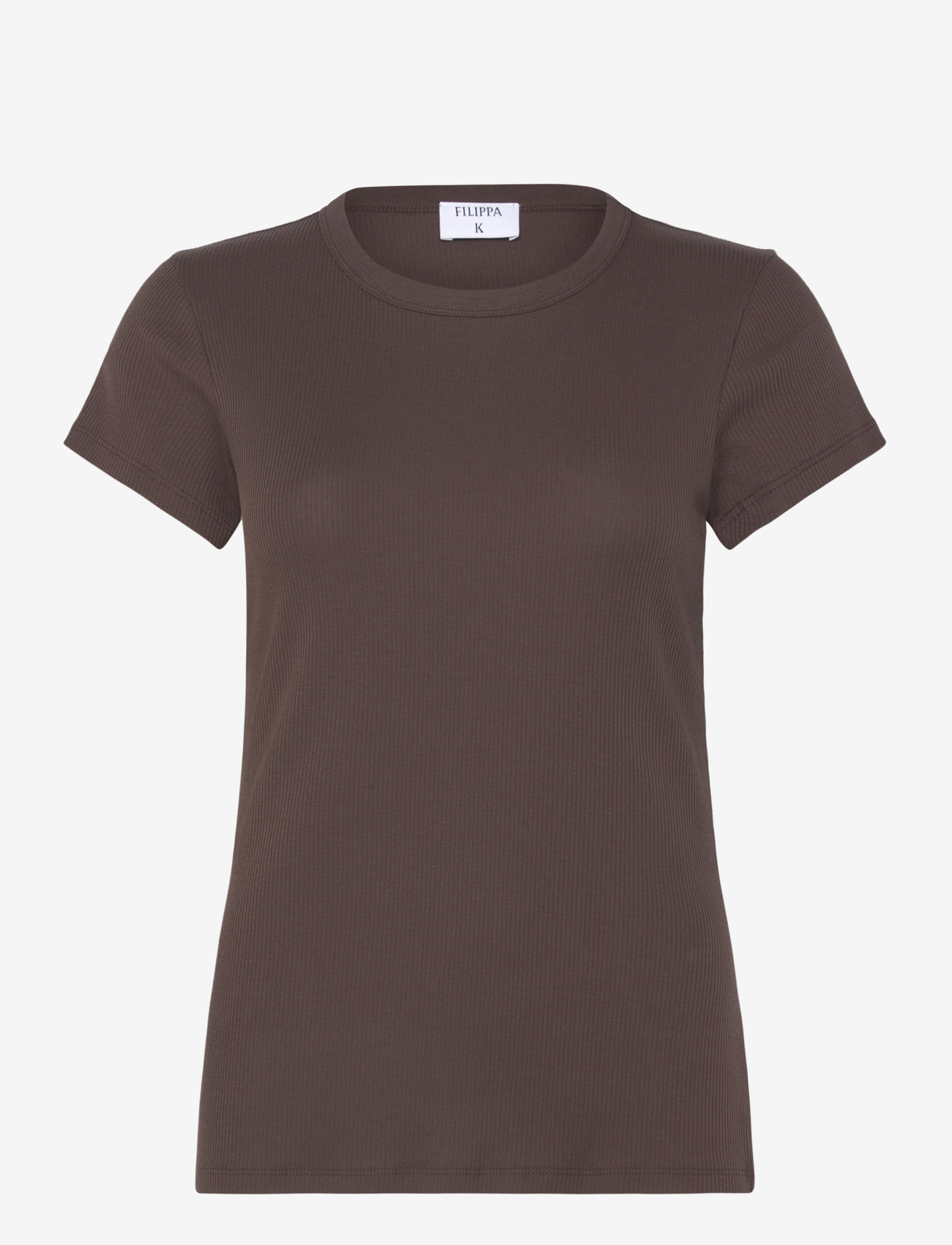 Filippa K - Fine Rib Tee - t-shirts & tops - dark chocolate - 1