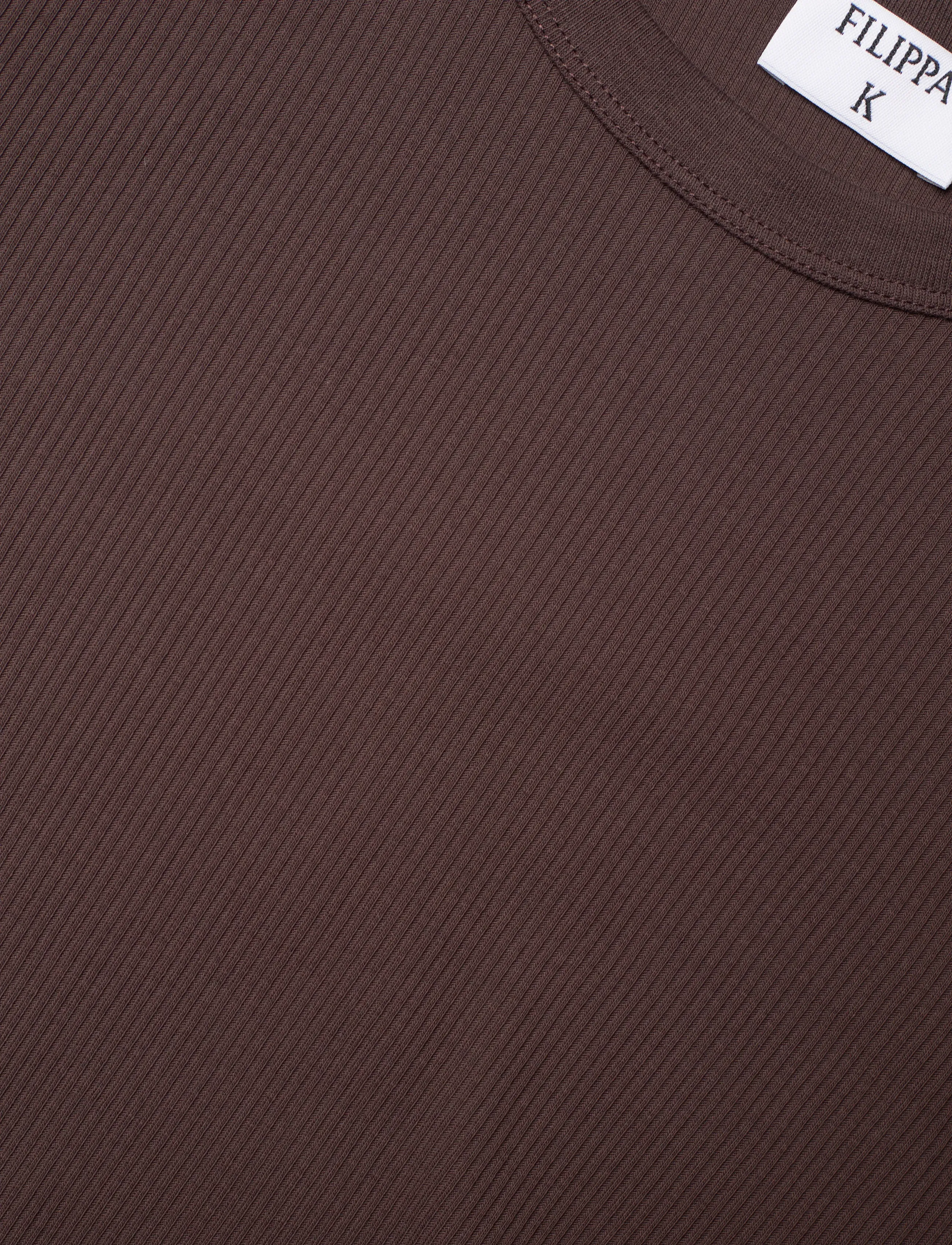Filippa K - Fine Rib Tee - t-shirts - dark chocolate - 5