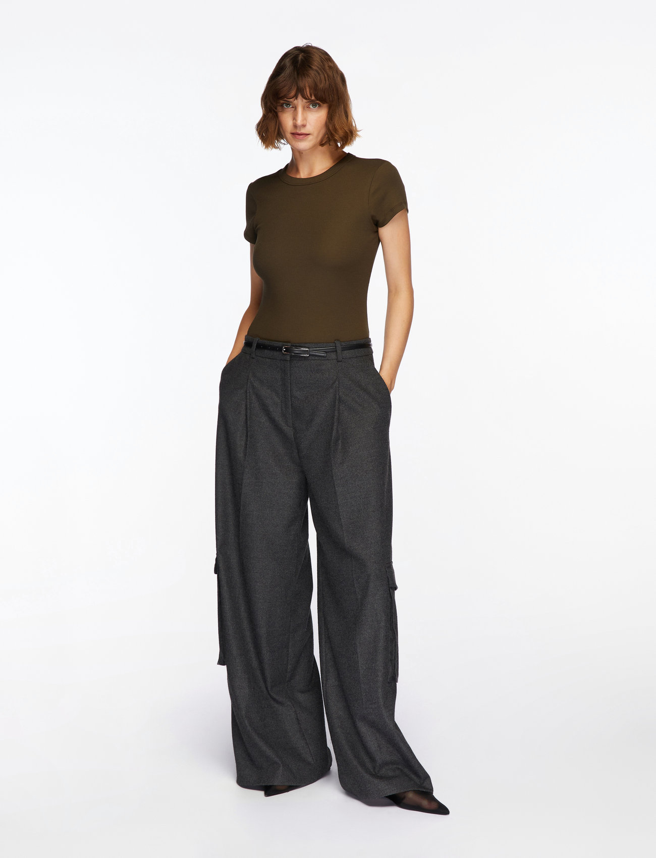 Filippa K - Fine Rib Tee - t-shirts - dark khaki green - 2