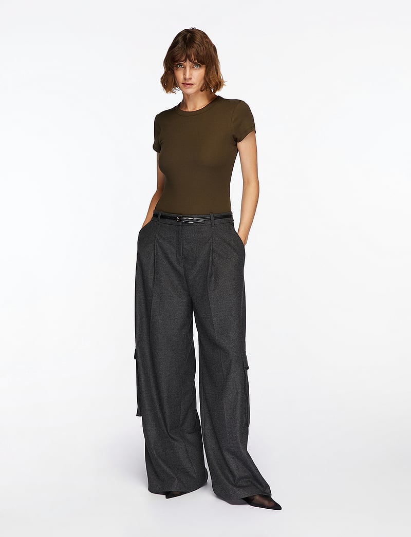 Filippa K - Fine Rib Tee - t-shirts - dark khaki green - 2