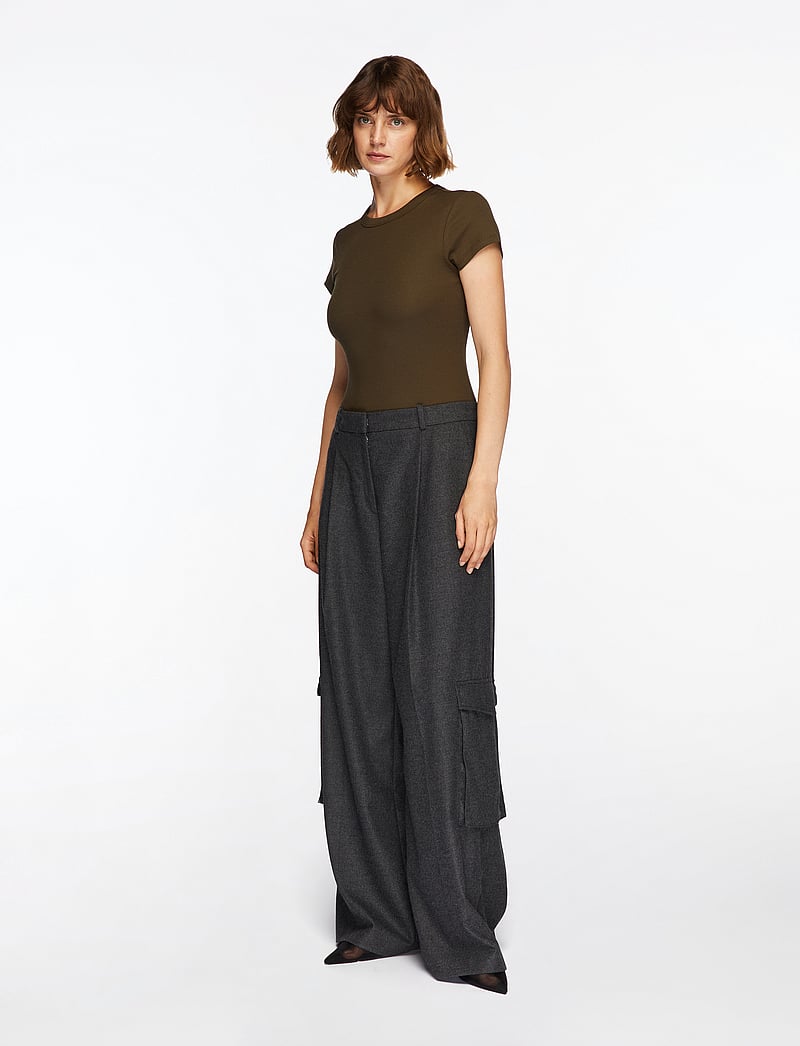 Filippa K - Fine Rib Tee - t-shirts - dark khaki green - 3