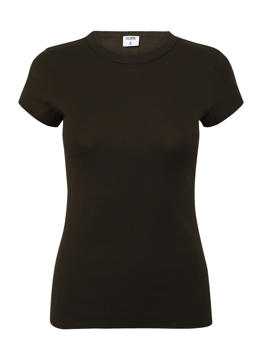 Filippa K - Fine Rib Tee - t-shirts & tops - dark moss green - 1