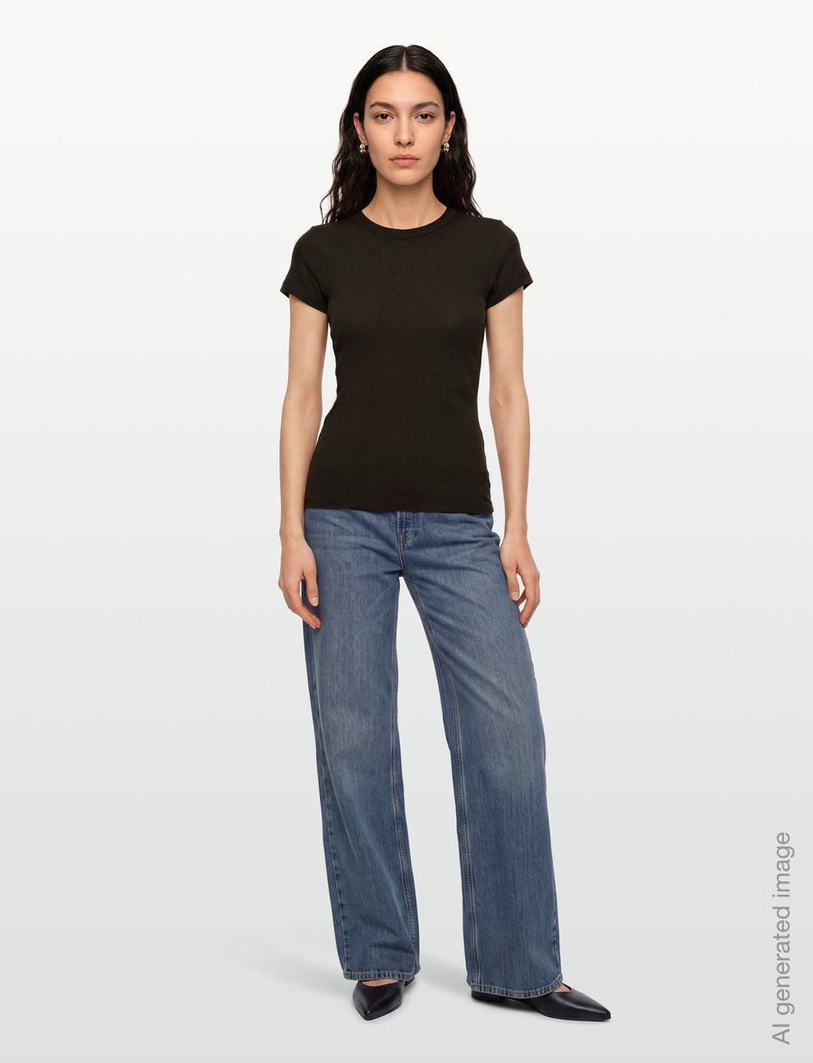 Filippa K - Fine Rib Tee - t-shirts & tops - dark moss green - 0