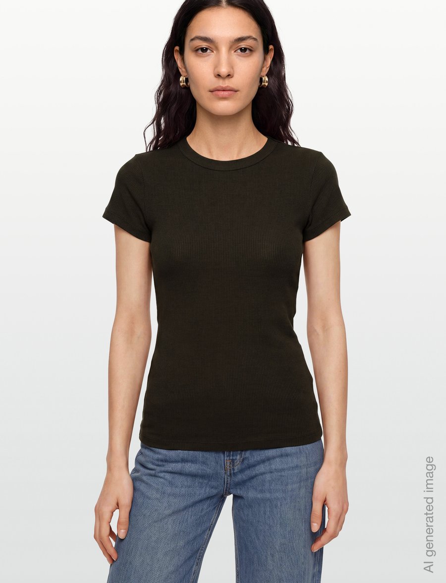 Filippa K - Fine Rib Tee - t-shirts & tops - dark moss green - 3