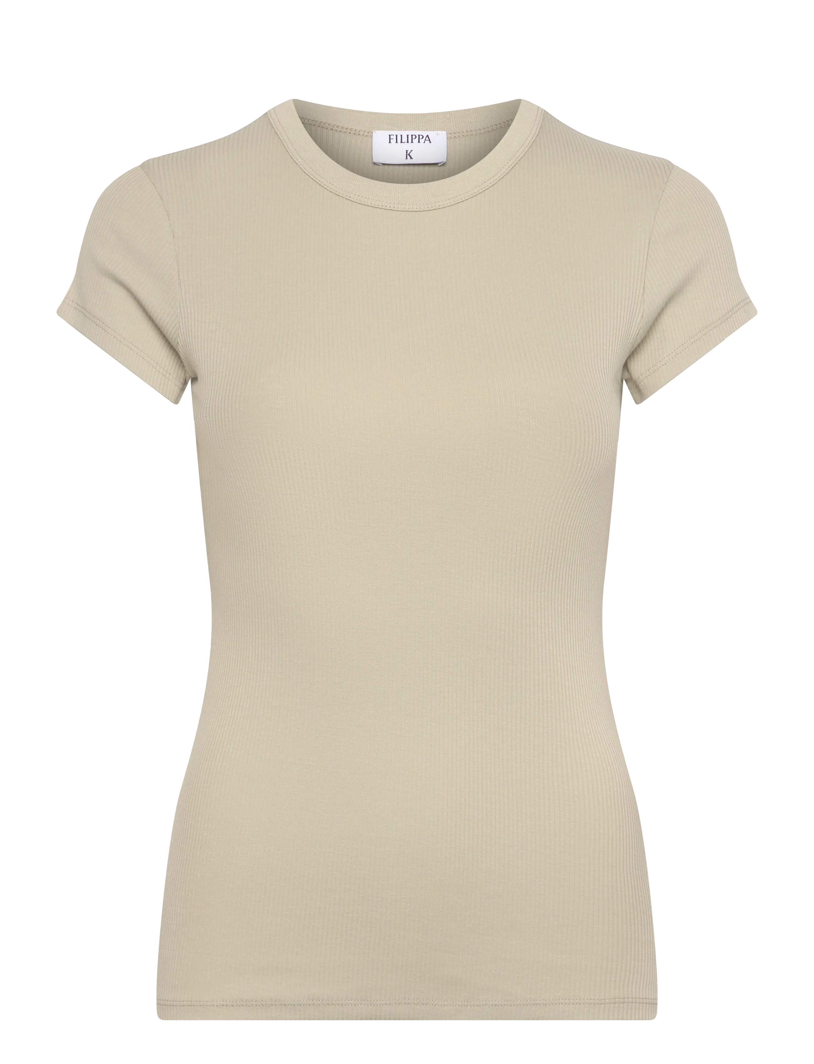 Filippa K Fine Rib Tee - T-Shirts & Tops - LIGHT GREEN / cream