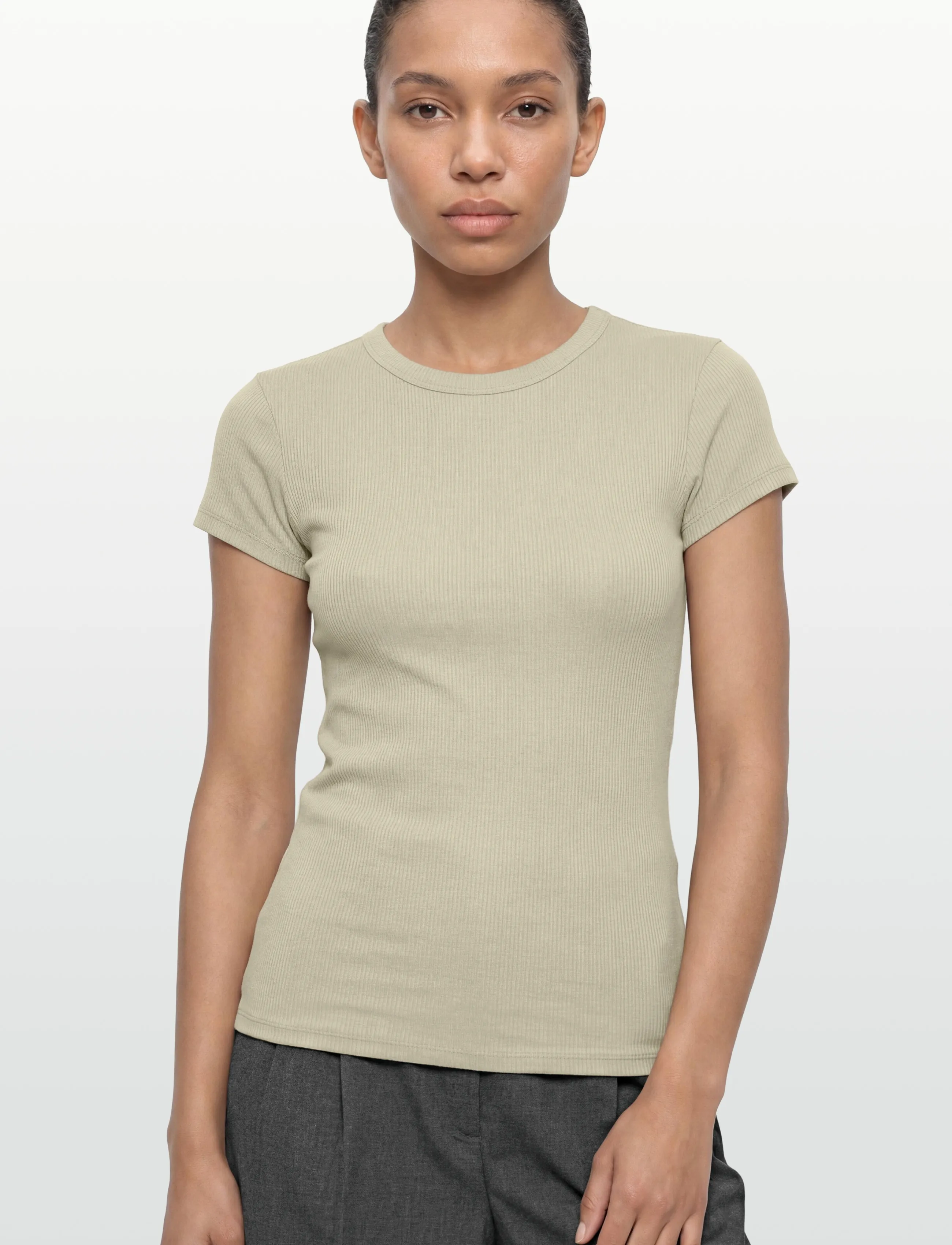 Filippa K - Fine Rib Tee - t-shirts & tops - light green - 3
