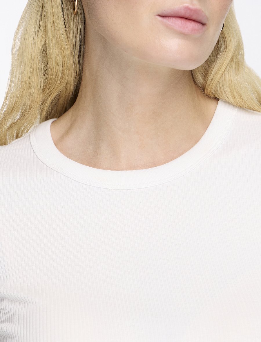 Filippa K - Fine Rib Tee - t-shirts - white - 5