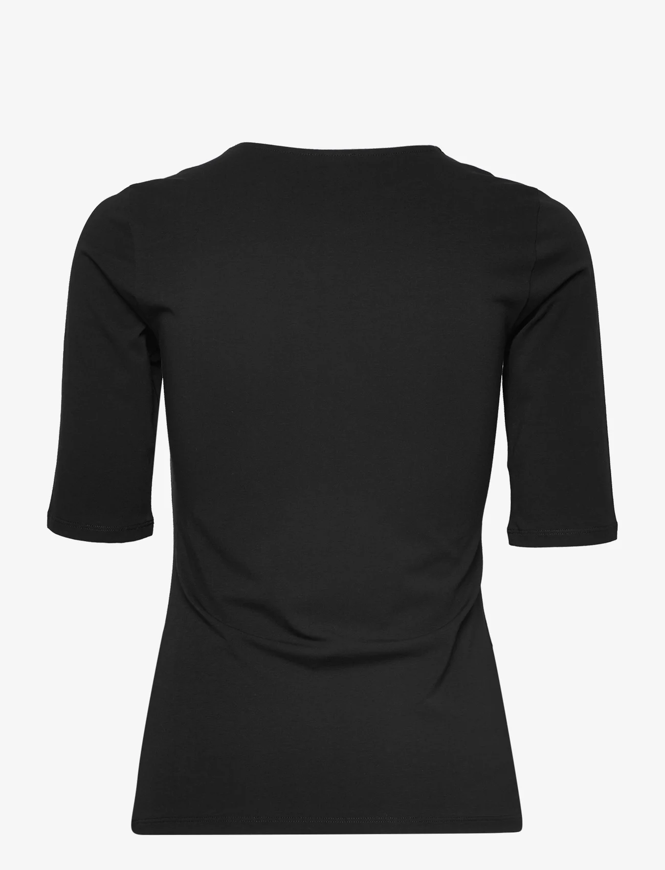 Filippa K - Cotton Stretch Elbow Sleeve - t-shirts - black - 1