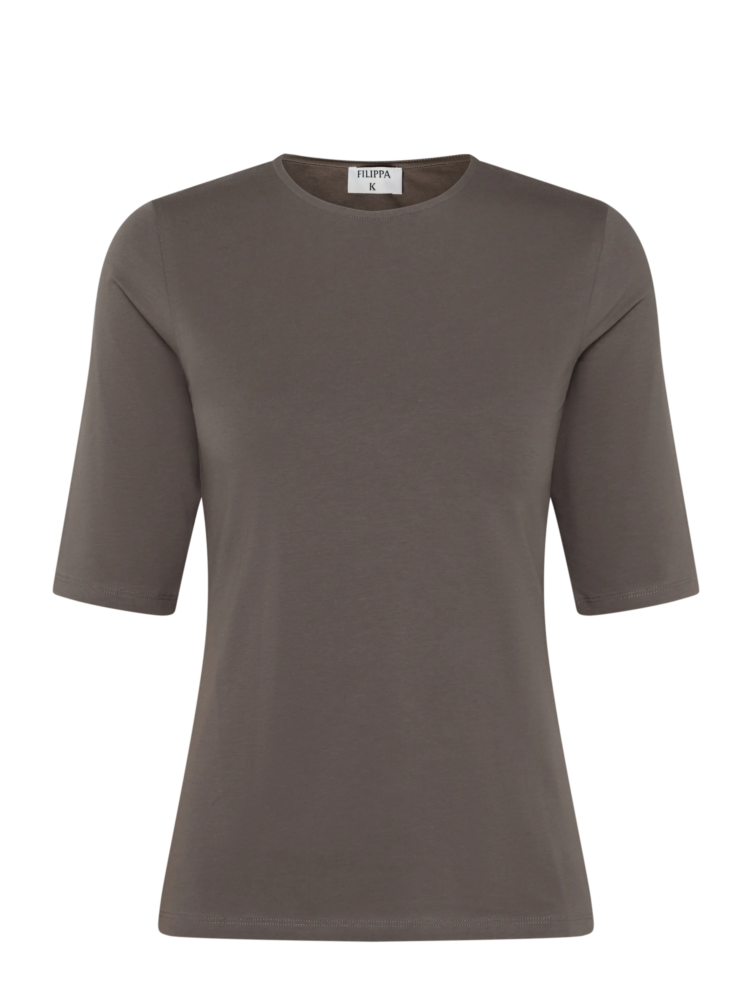 Filippa K Cotton Stretch Elbow Sleeve - T-shirts & Tops - DRIFTWOOD / brown