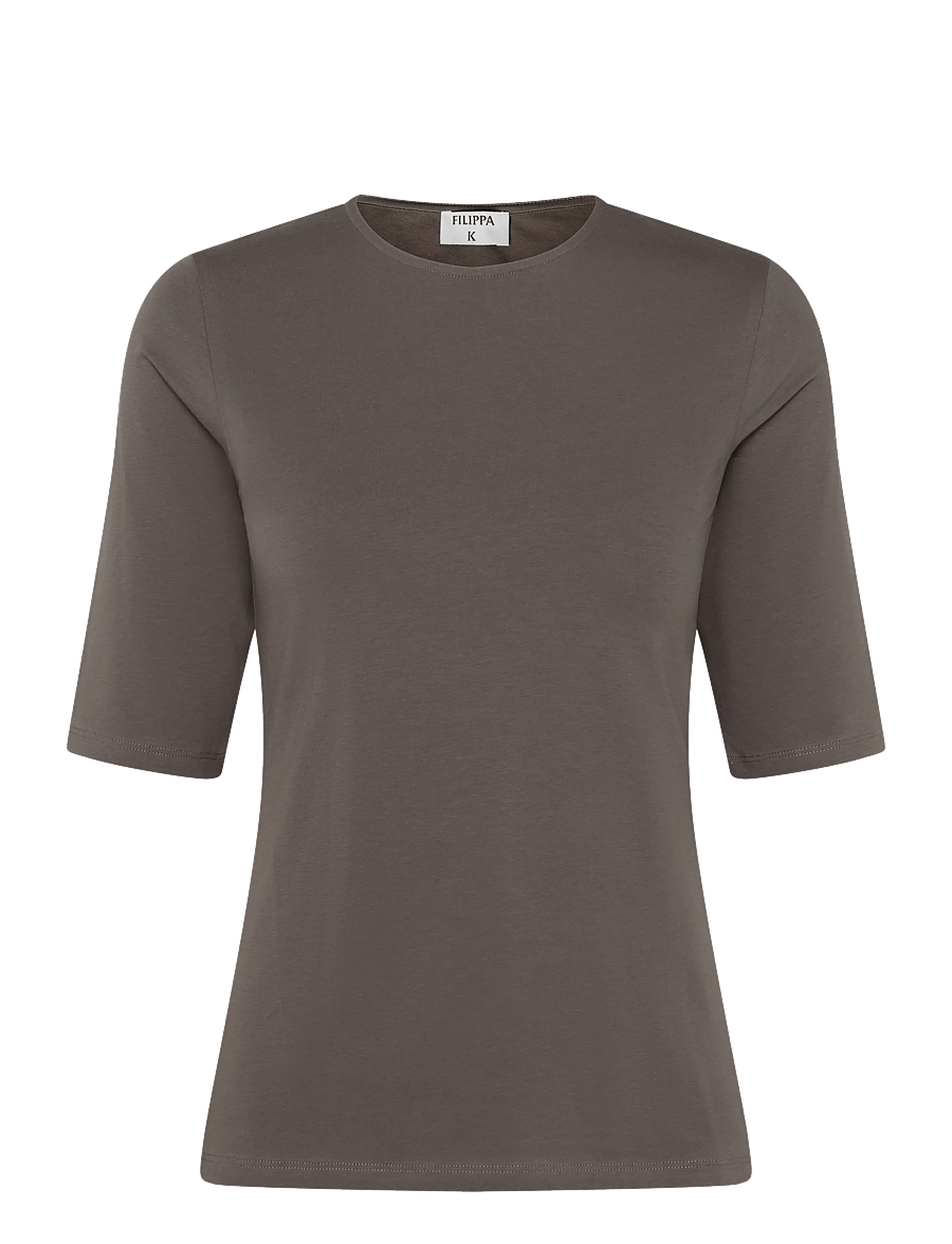 Filippa K - Cotton Stretch Elbow Sleeve - t-shirts - driftwood - 1