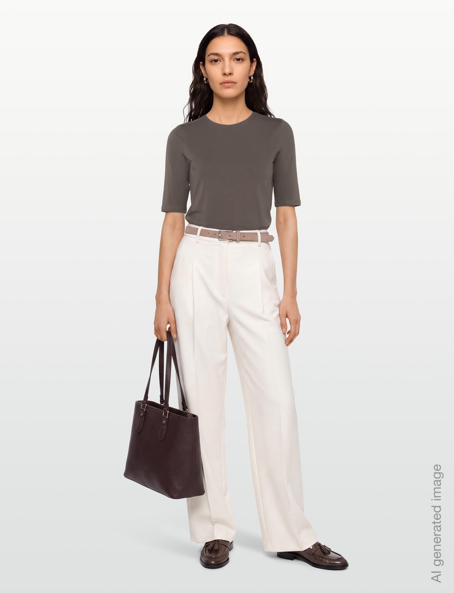 Filippa K - Cotton Stretch Elbow Sleeve - t-shirts - driftwood - 0