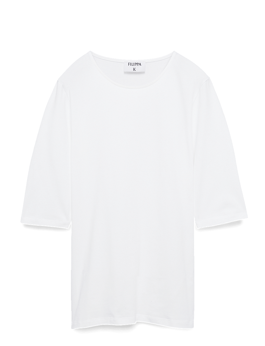 Filippa K - Cotton Stretch Elbow Sleeve - t-shirts & tops - white - 1