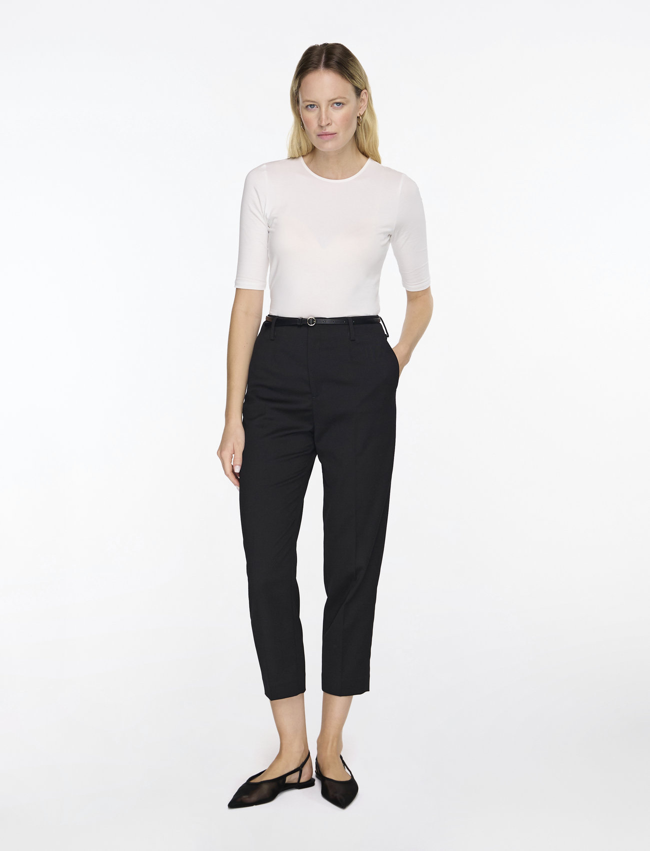 Filippa K - Cotton Stretch Elbow Sleeve - t-shirts - white - 2