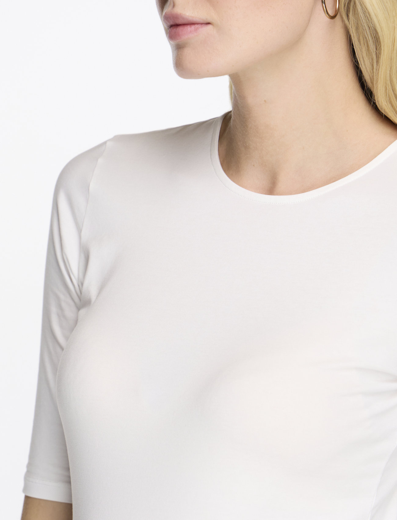 Filippa K - Cotton Stretch Elbow Sleeve - t-shirts - white - 5