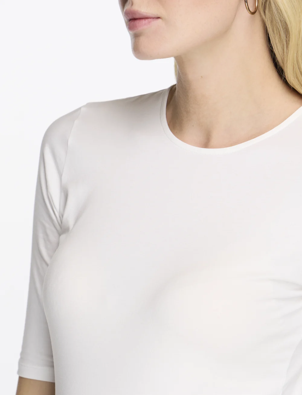 Filippa K - Cotton Stretch Elbow Sleeve - marškinėliai - white - 5