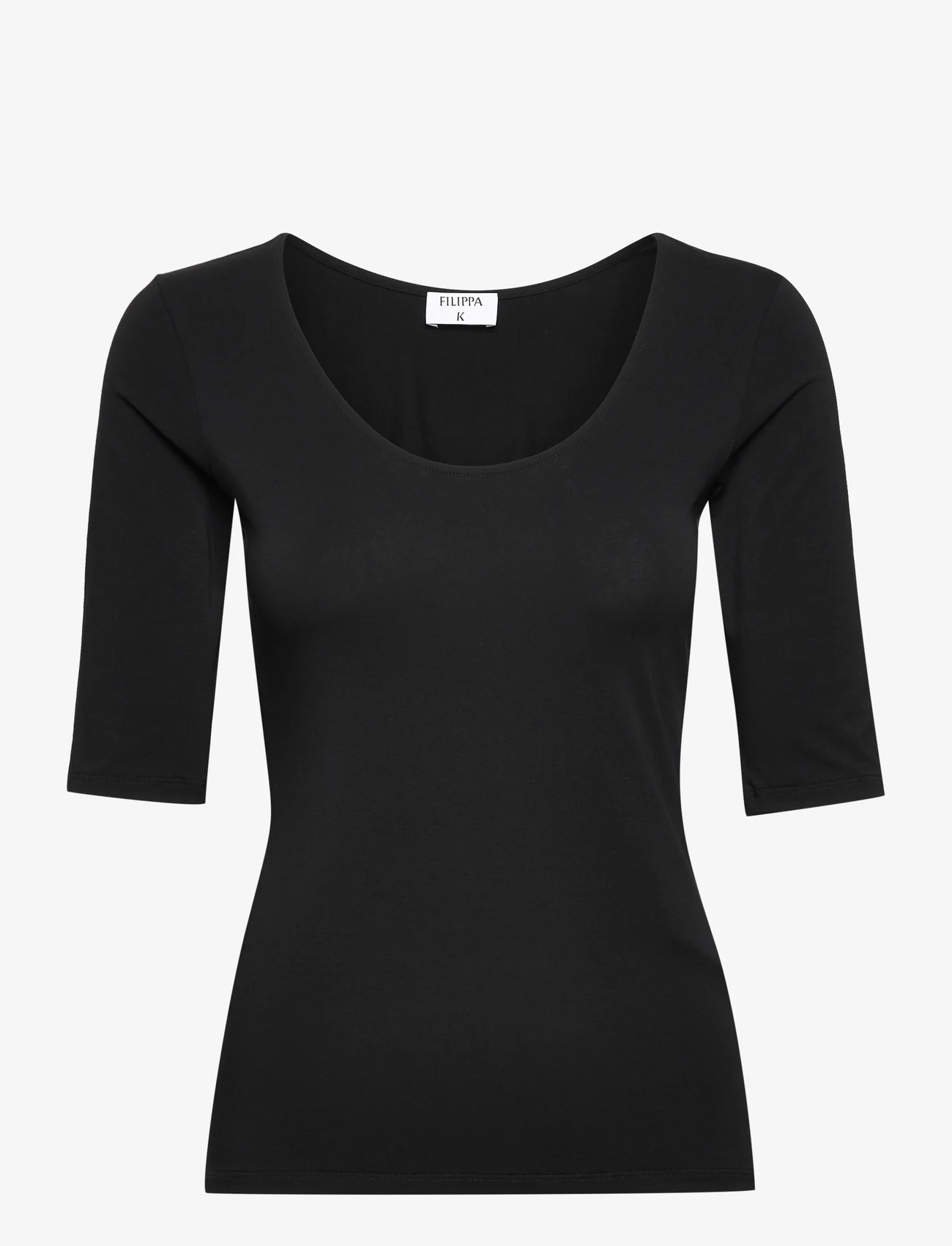 Filippa K - Cotton Stretch Scoop Neck Top - t-shirts - black - 0
