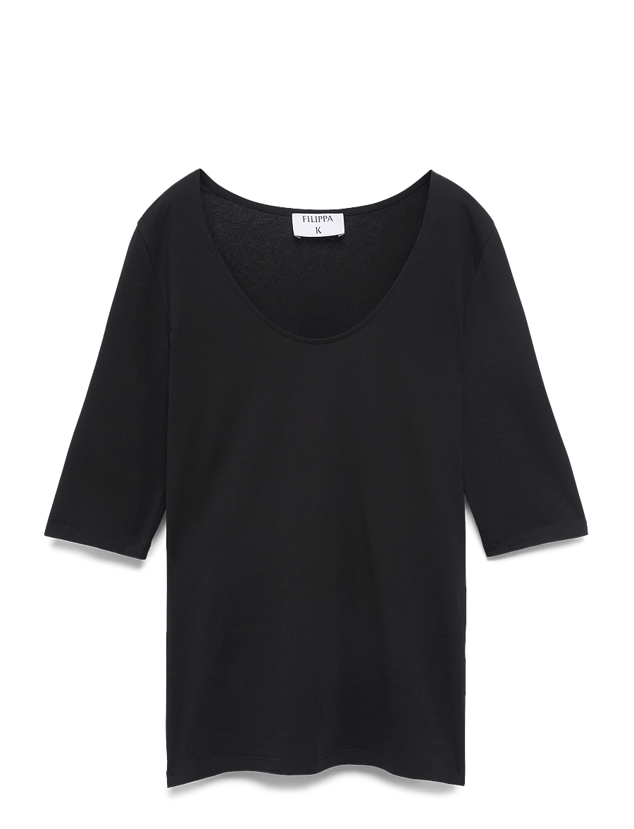 Filippa K - Cotton Stretch Scoop Neck Top - t-shirts - black - 1