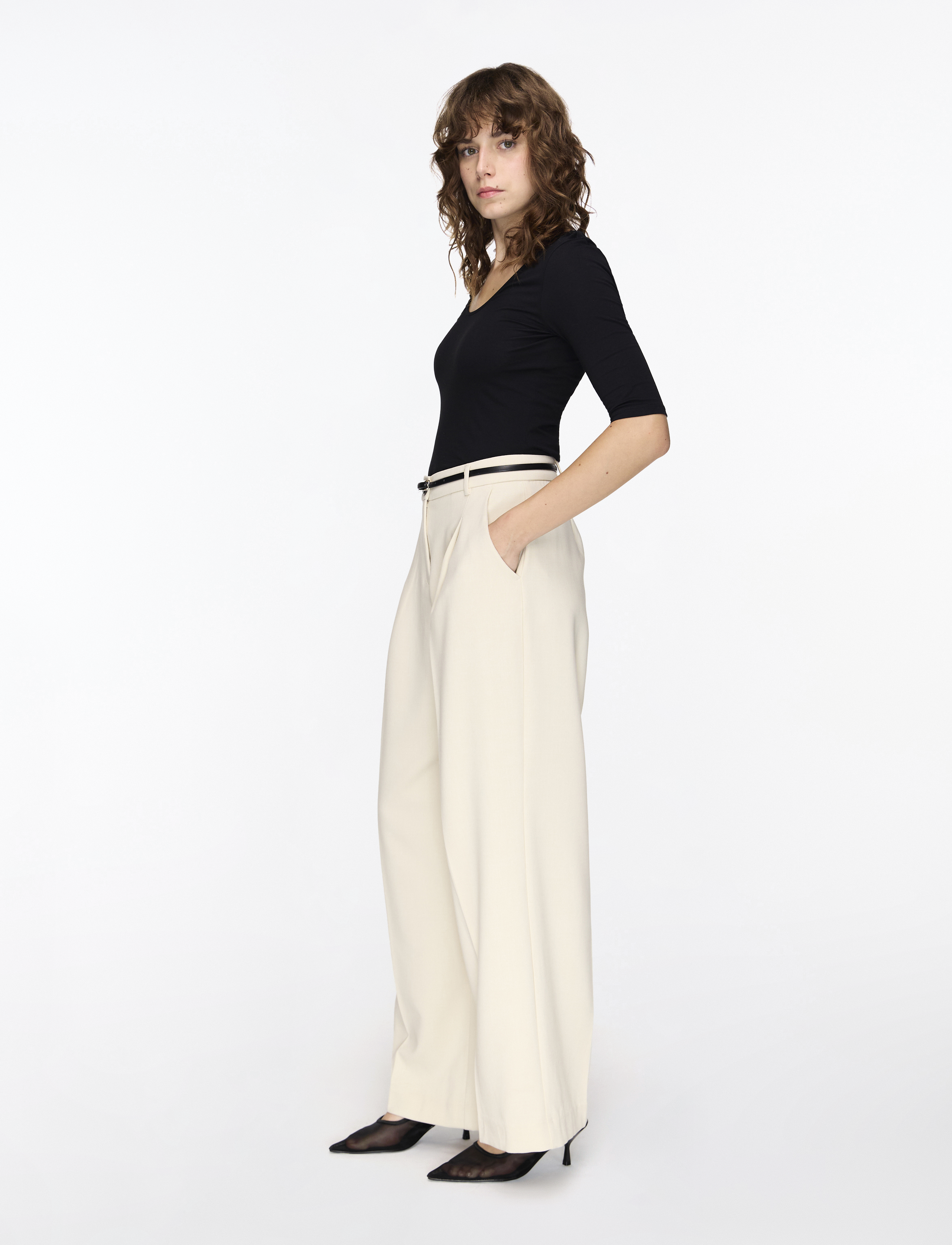 Filippa K - Cotton Stretch Scoop Neck Top - t-shirts - black - 3