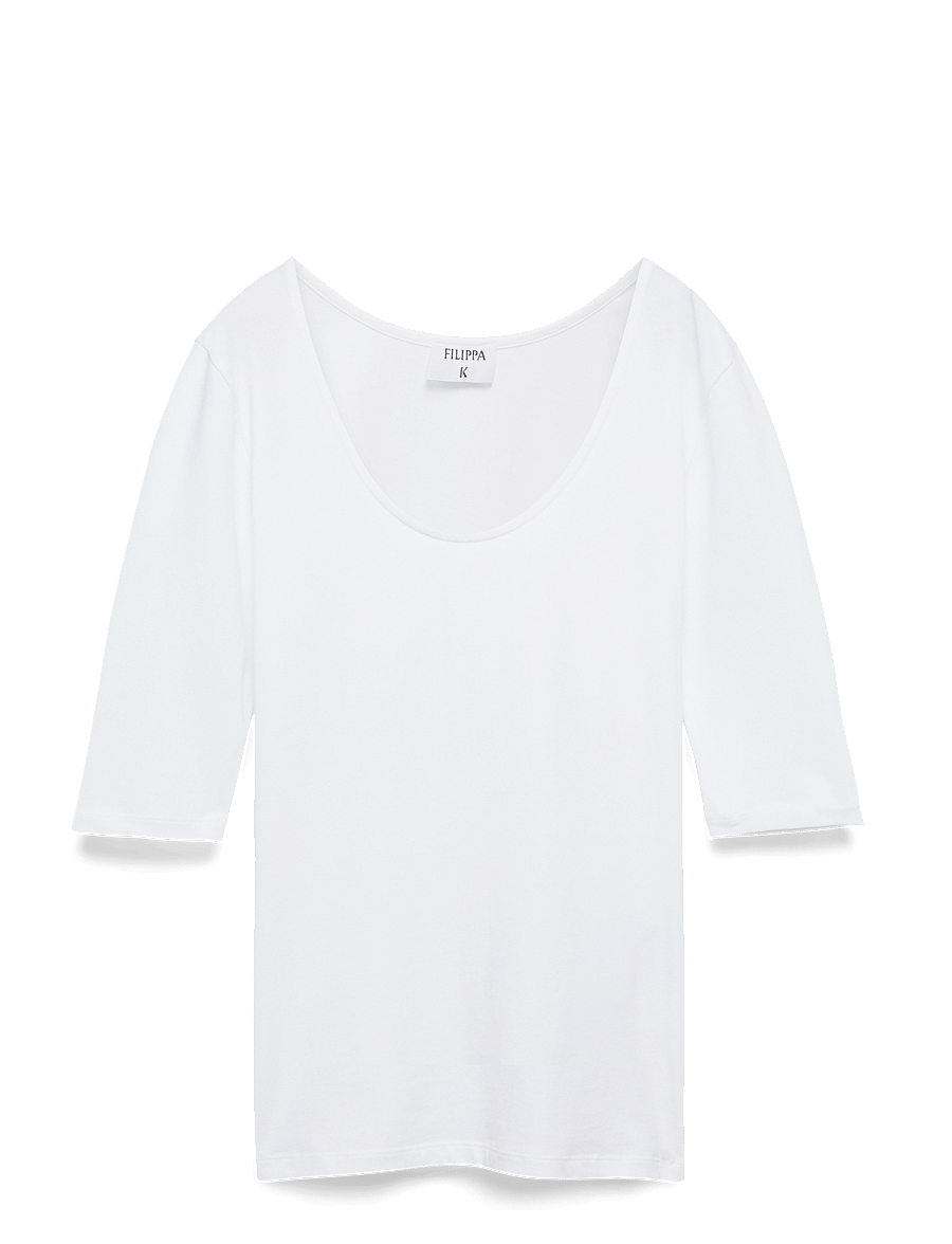 Filippa K - Cotton Stretch Scoop Neck Top - t-shirts & tops - white - 1