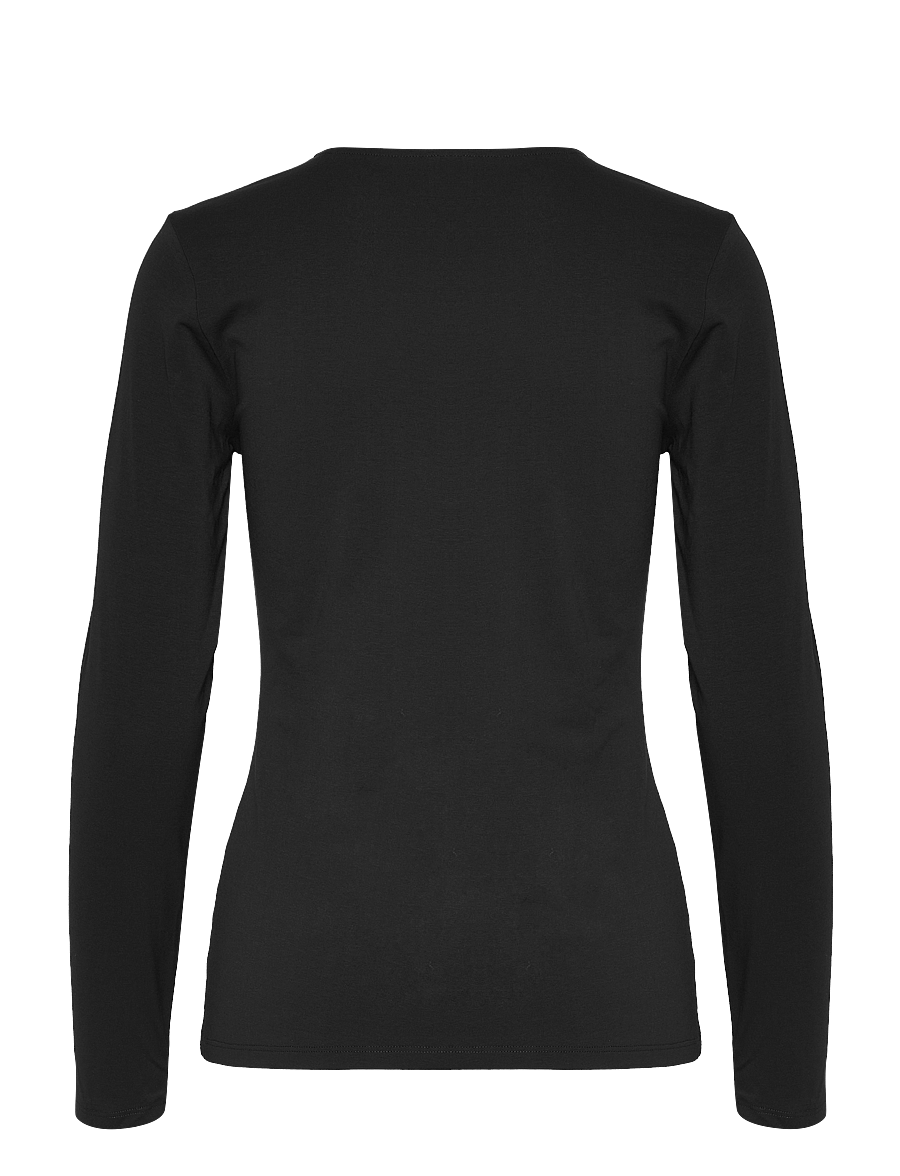 Filippa K - Cotton Stretch Long Sleeve - langärmlige tops - black - 1