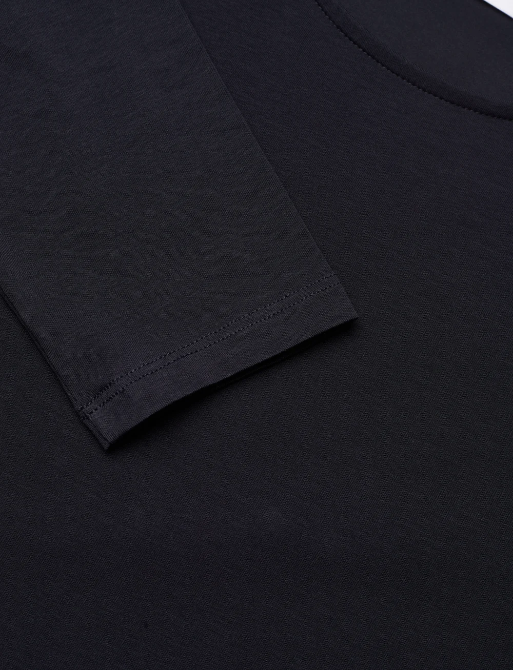 Filippa K - Cotton Stretch Long Sleeve - långärmade toppar - navy - 2