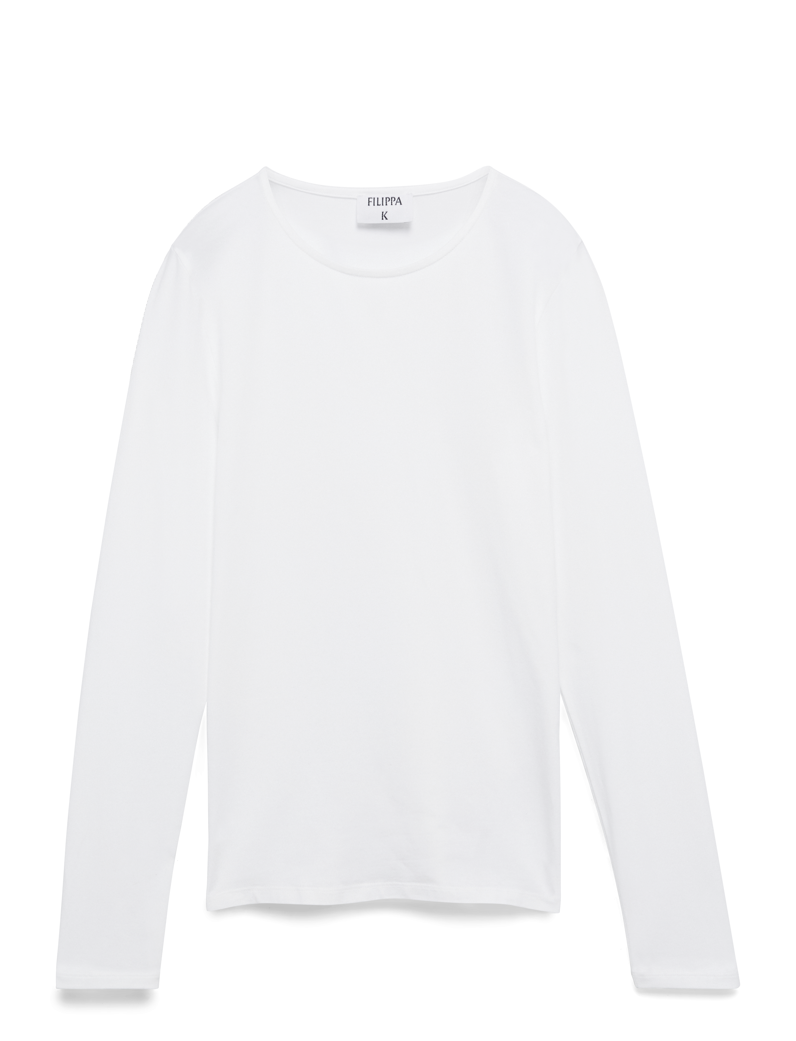 Filippa K Cotton Stretch Long Sleeve - Transitional Layering - WHITE / white