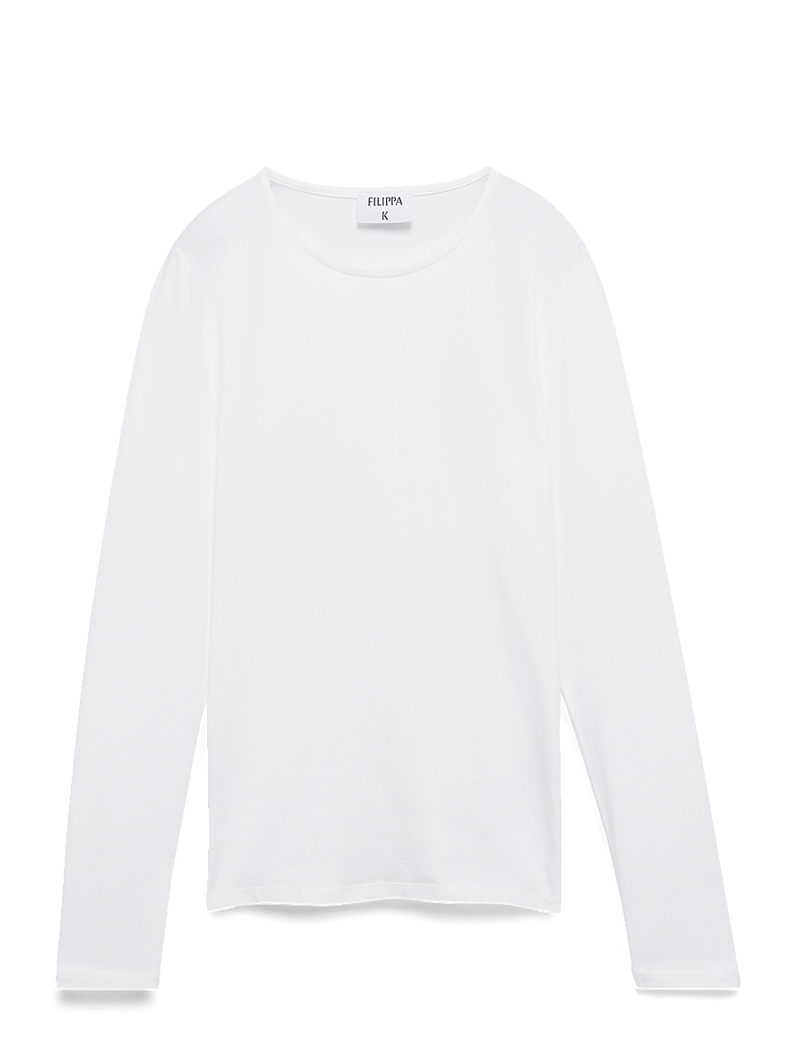 Filippa K - Cotton Stretch Long Sleeve - langärmlige tops - white - 1